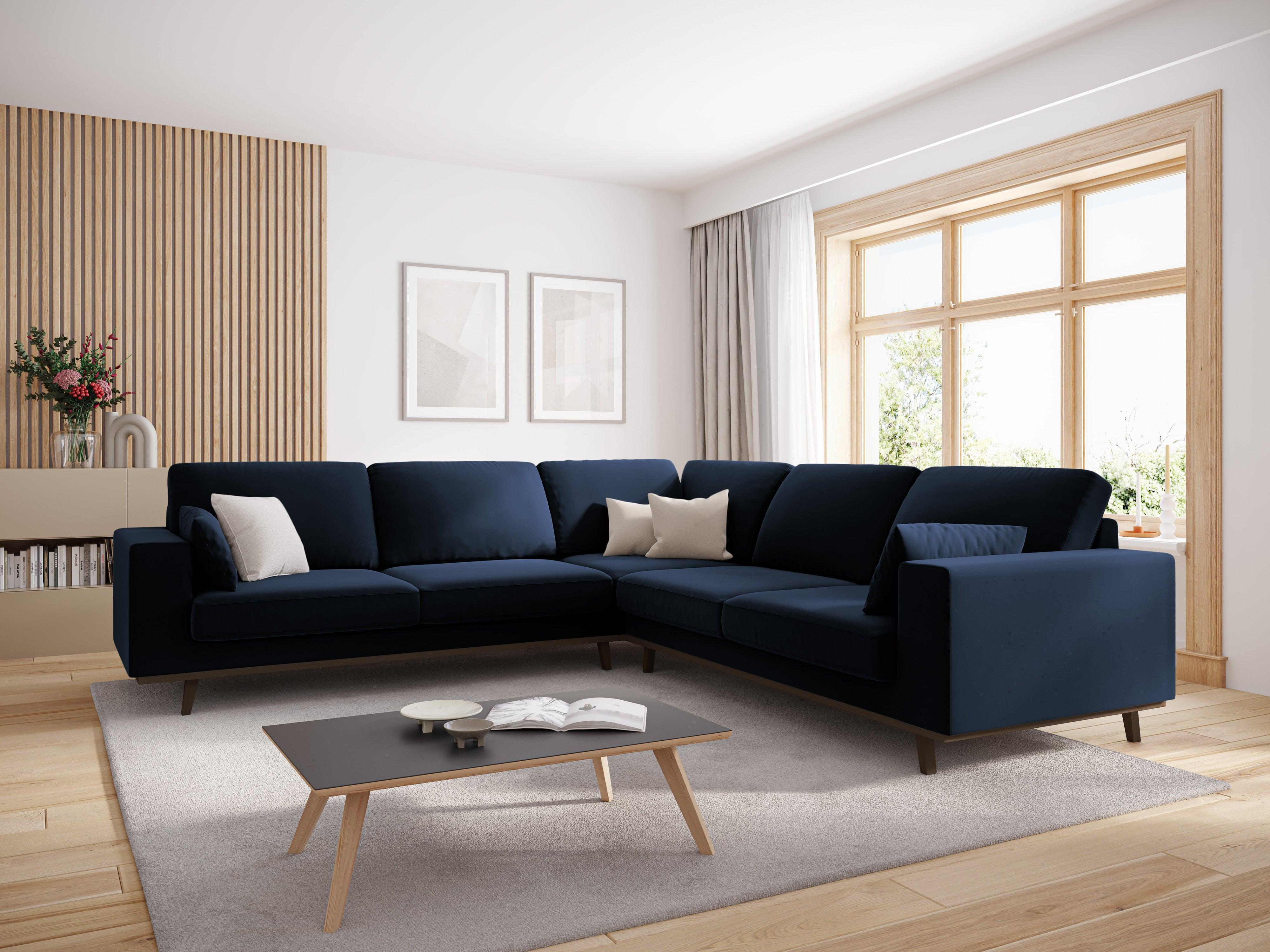 Narożnik aksamitny 5-osobowy symetryczny HEBE granat królewski Mazzini Sofas Eye on Design