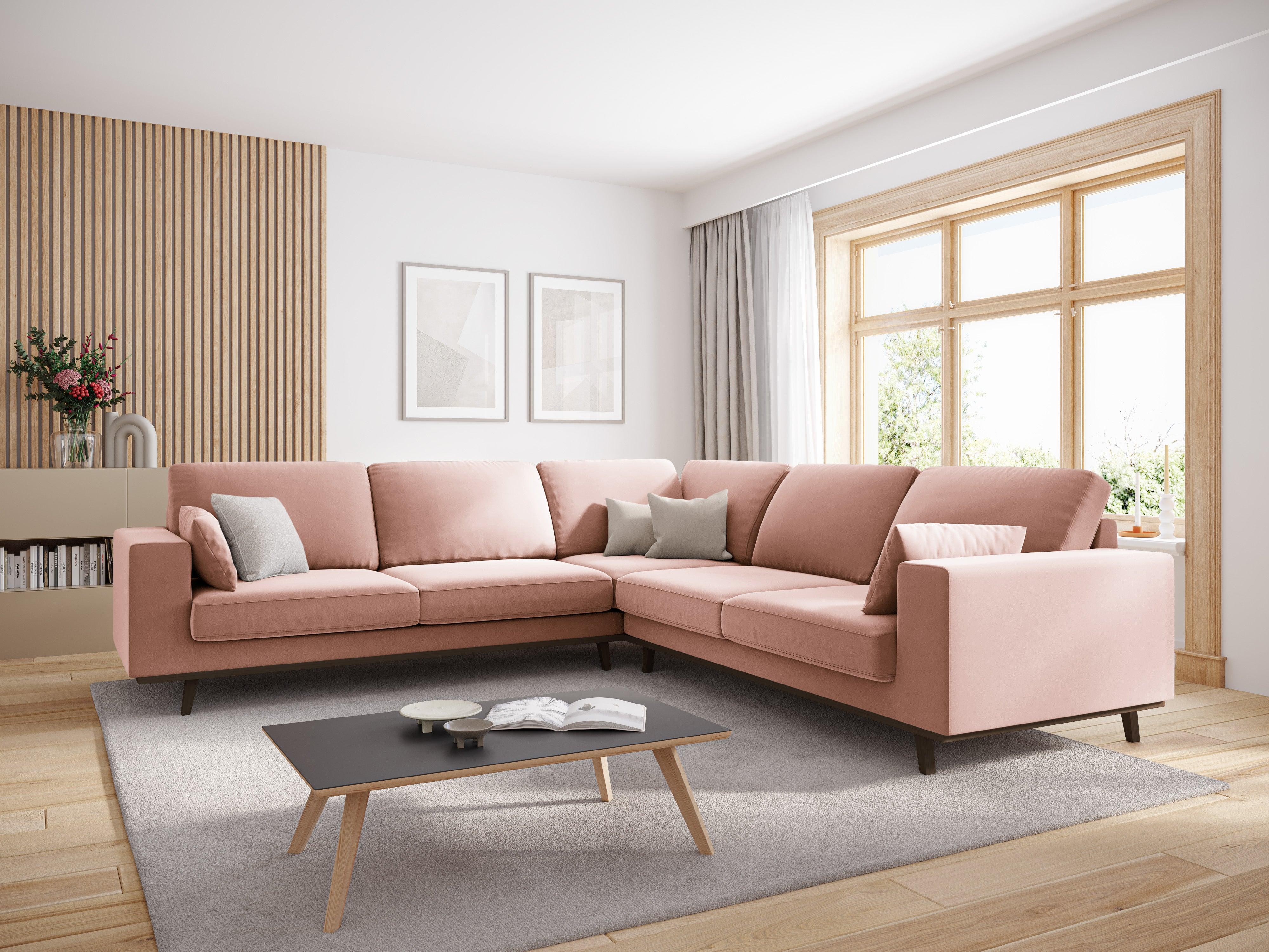 Narożnik aksamitny 5-osobowy symetryczny HEBE różowy Mazzini Sofas Eye on Design