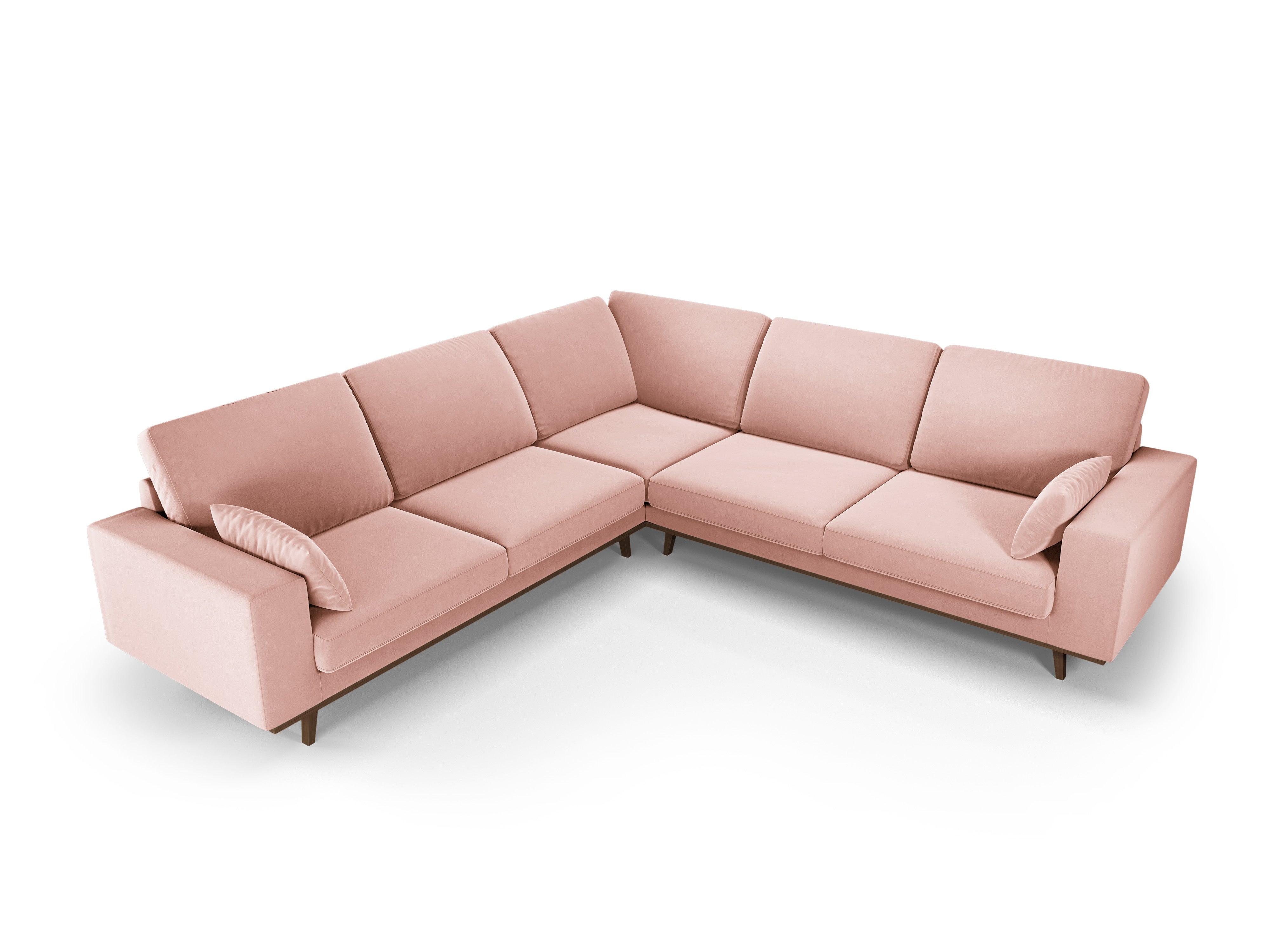 Narożnik aksamitny 5-osobowy symetryczny HEBE różowy Mazzini Sofas Eye on Design
