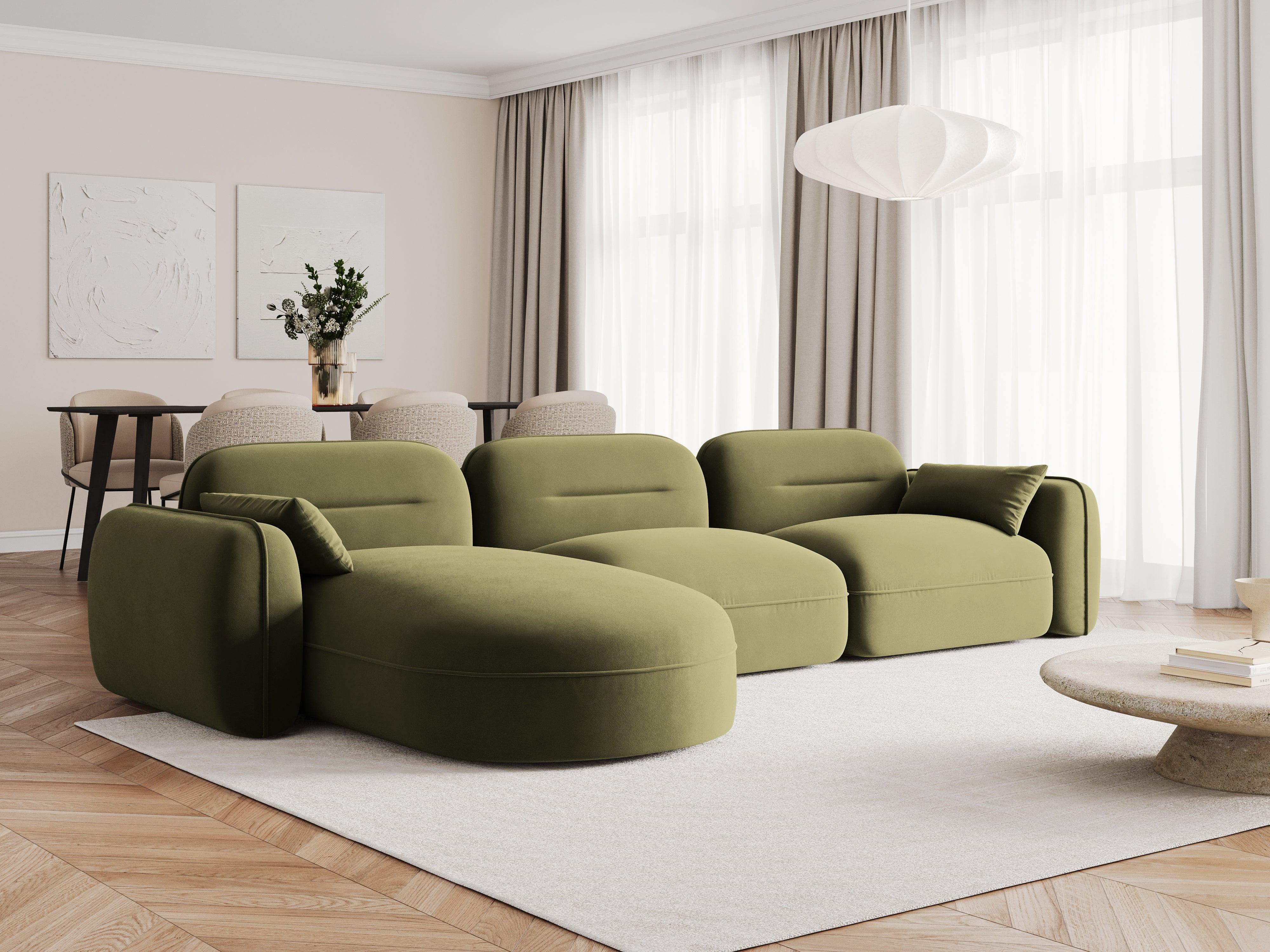 Narożnik modułowy aksamitny lewostronny 4-osobowy SYDNEY jasnozielony Cosmopolitan Design Eye on Design