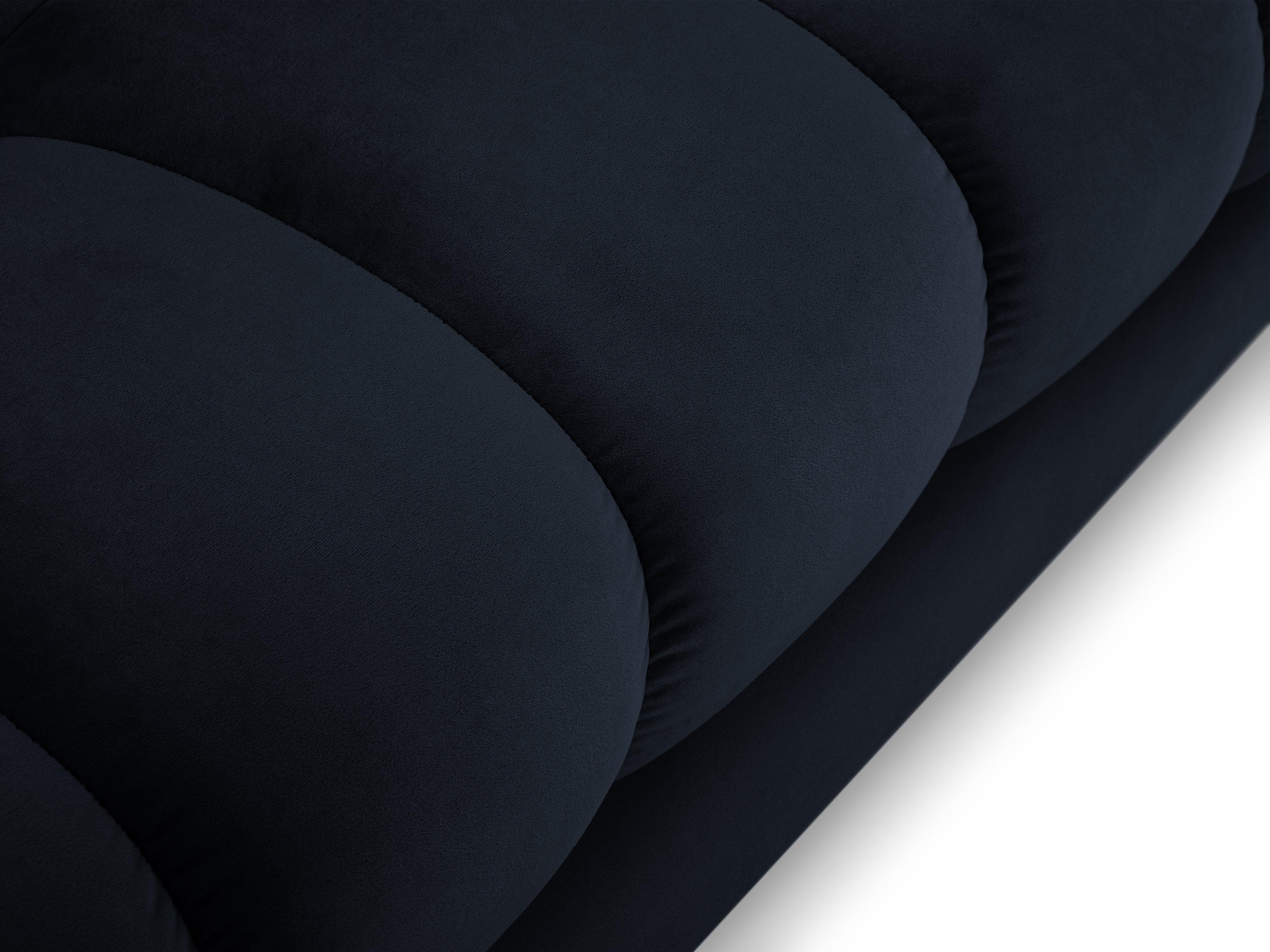 Narożnik aksamitny lewostronny BALI ciemnoniebieski z czarną podstawą Cosmopolitan Design Eye on Design