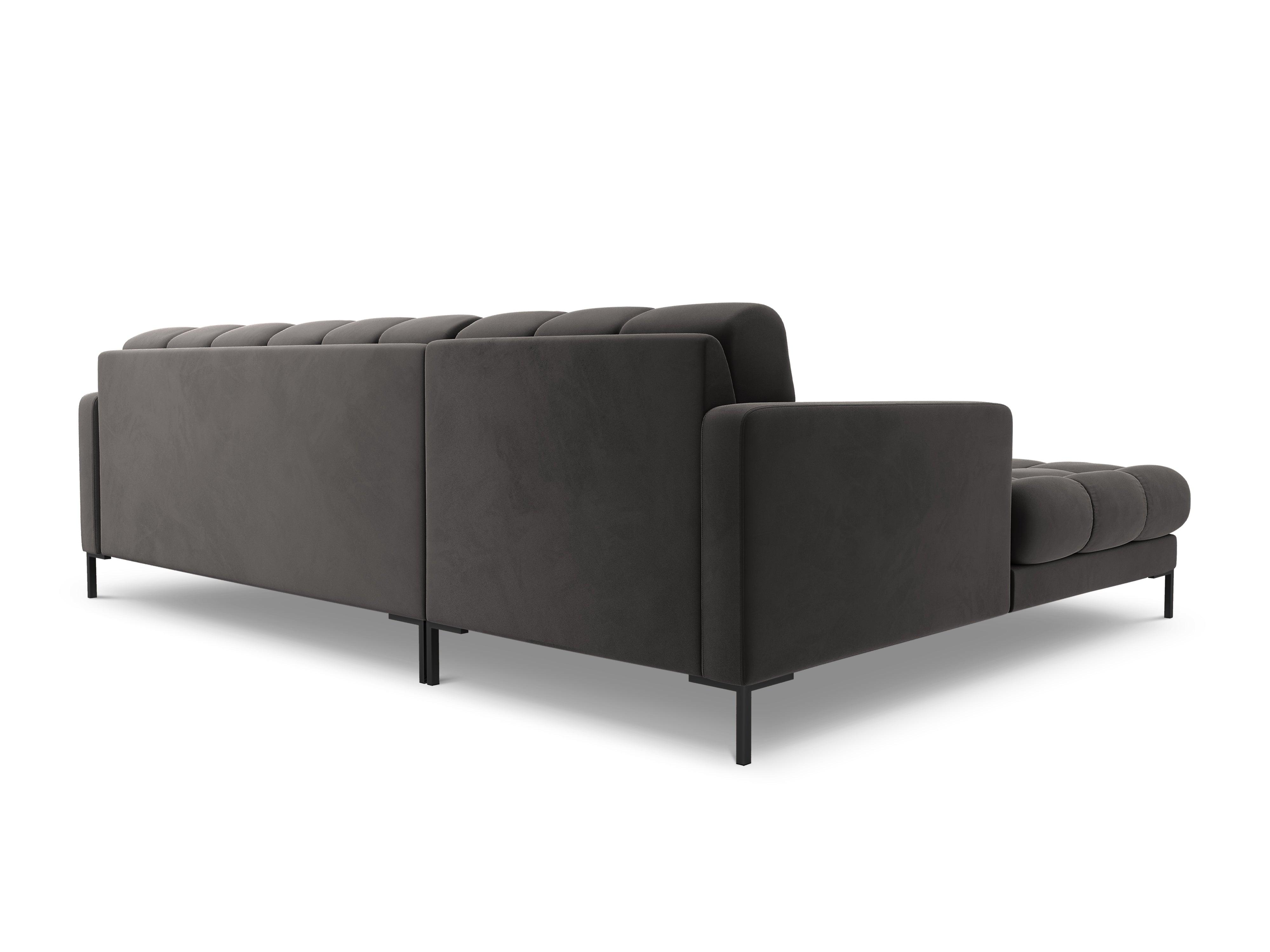 Narożnik aksamitny lewostronny BALI ciemnoszary z czarną podstawą Cosmopolitan Design Eye on Design