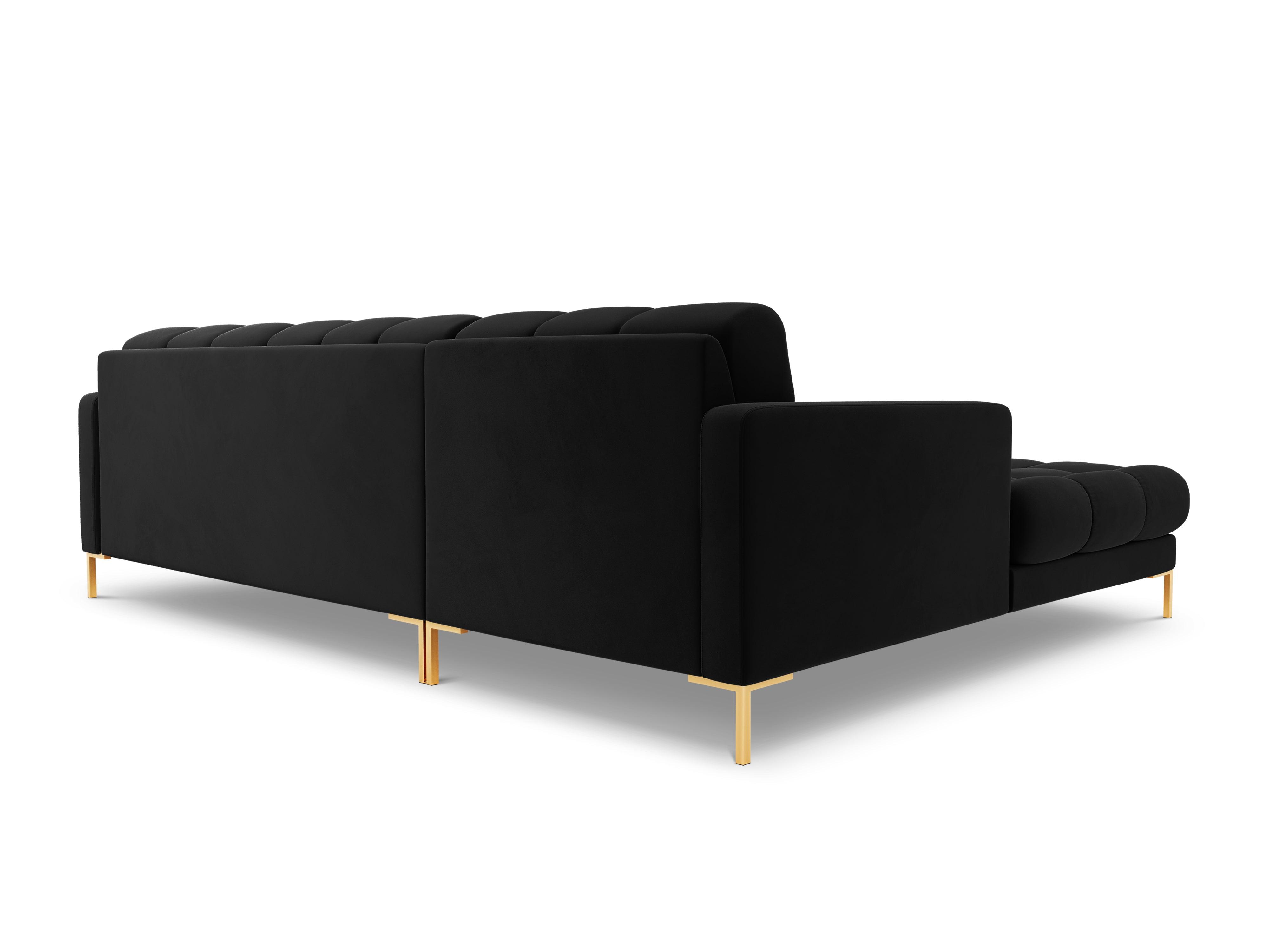 Narożnik aksamitny lewostronny BALI czarny ze złotą podstawą Cosmopolitan Design Eye on Design