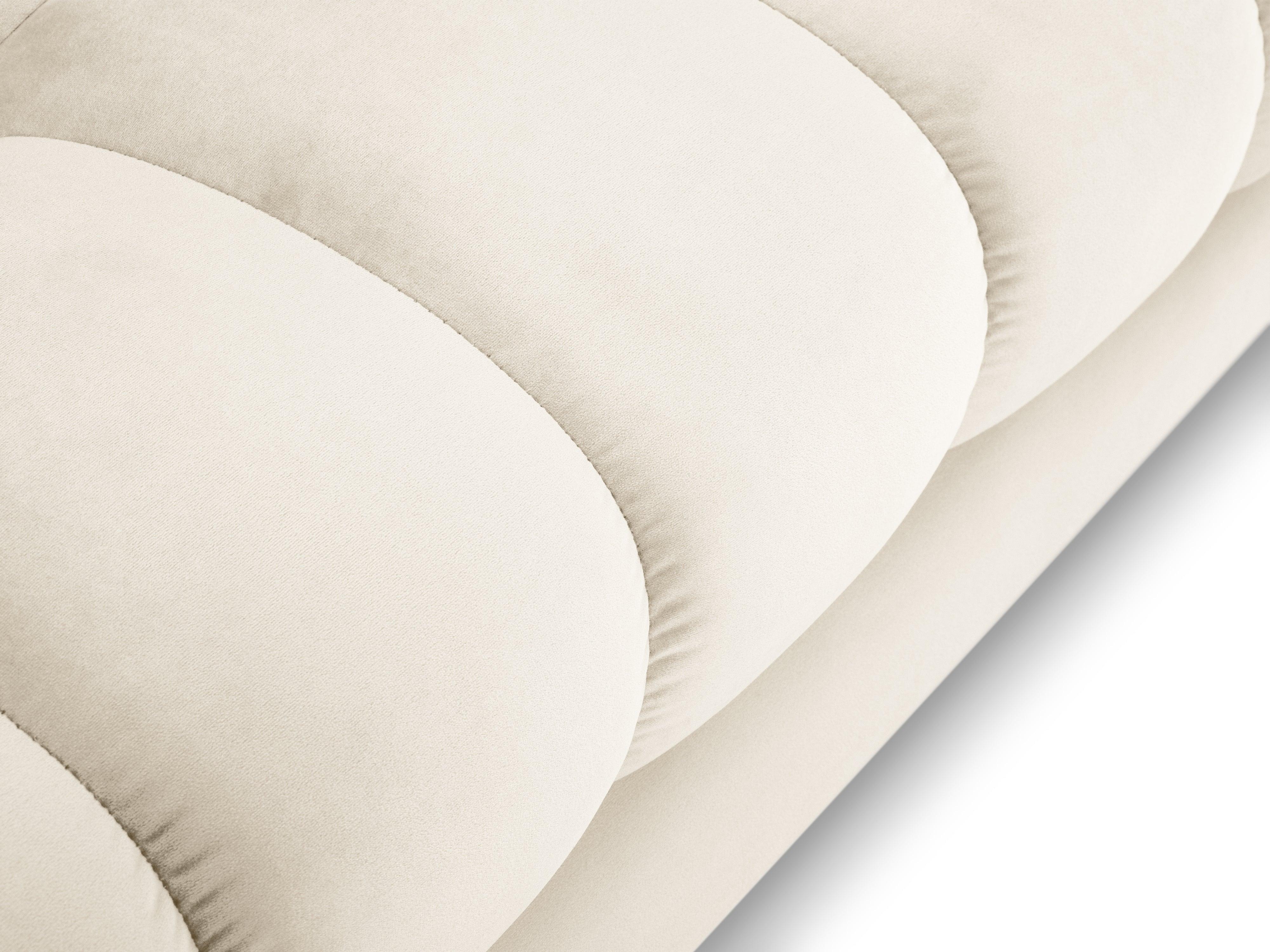 Narożnik aksamitny lewostronny BALI jasnobeżowy ze złotą podstawą Cosmopolitan Design Eye on Design