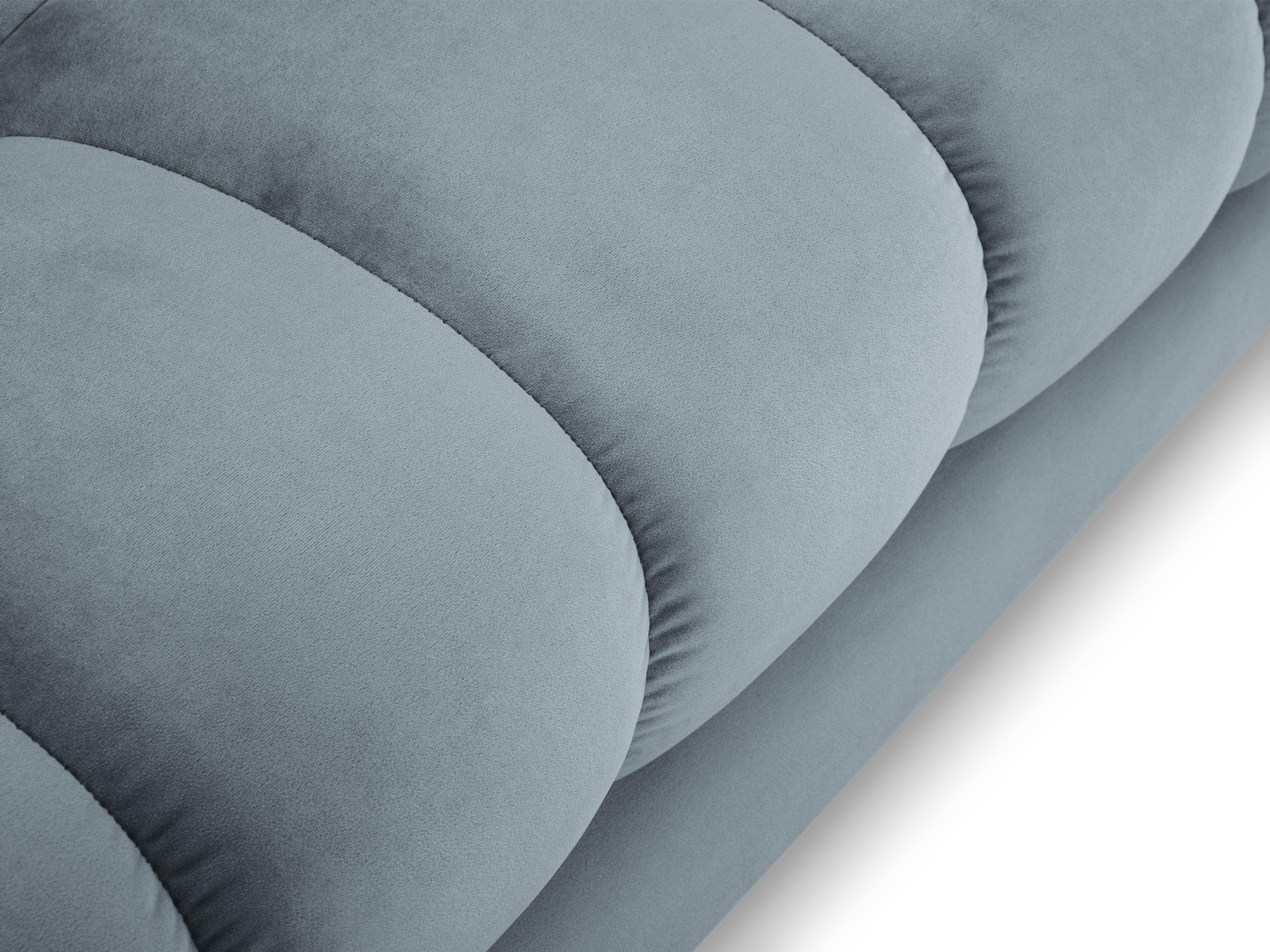 Narożnik aksamitny lewostronny BALI jasnoniebieski z czarną podstawą Cosmopolitan Design Eye on Design
