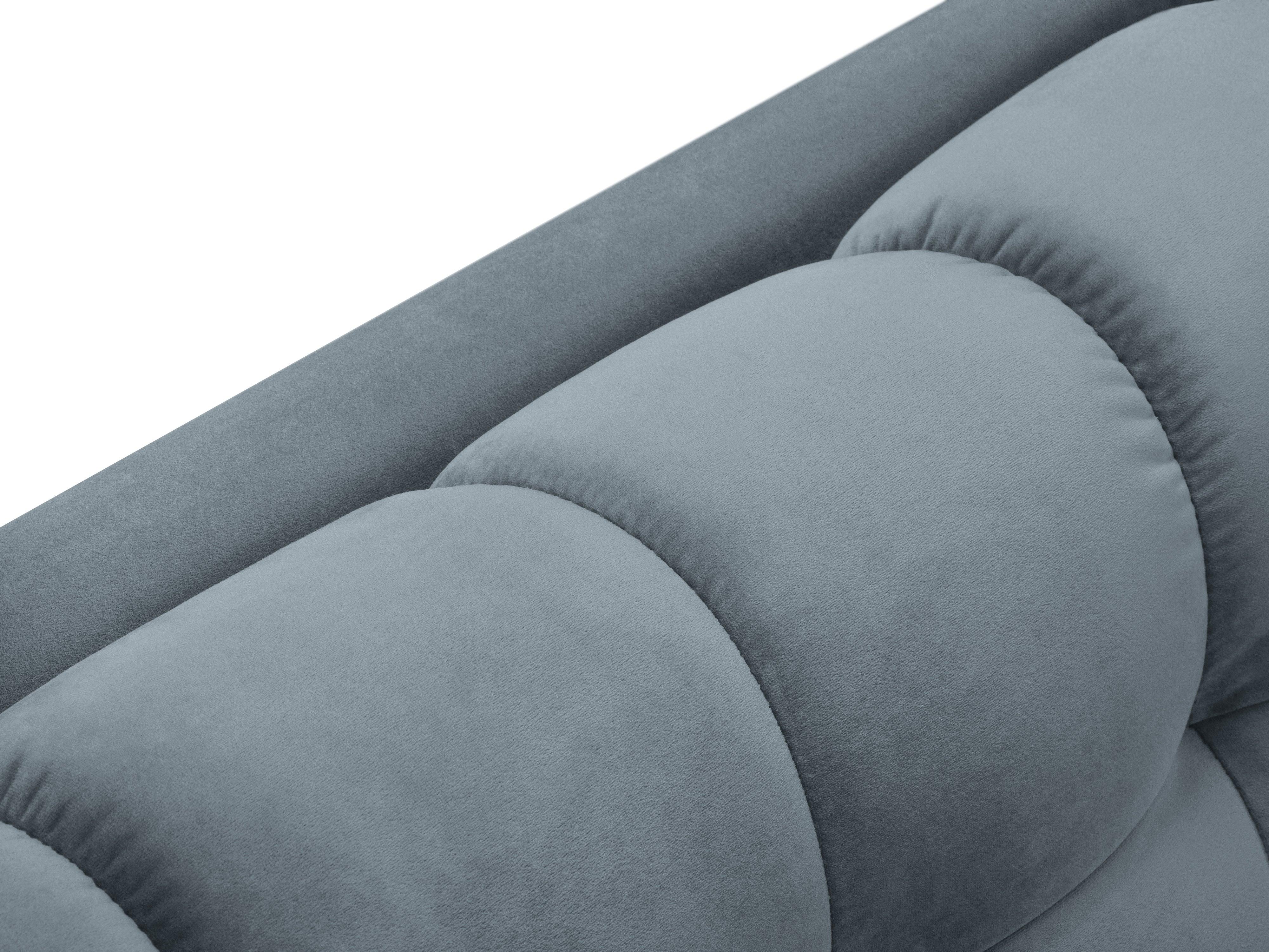 Narożnik aksamitny lewostronny BALI jasnoniebieski ze złotą podstawą Cosmopolitan Design Eye on Design