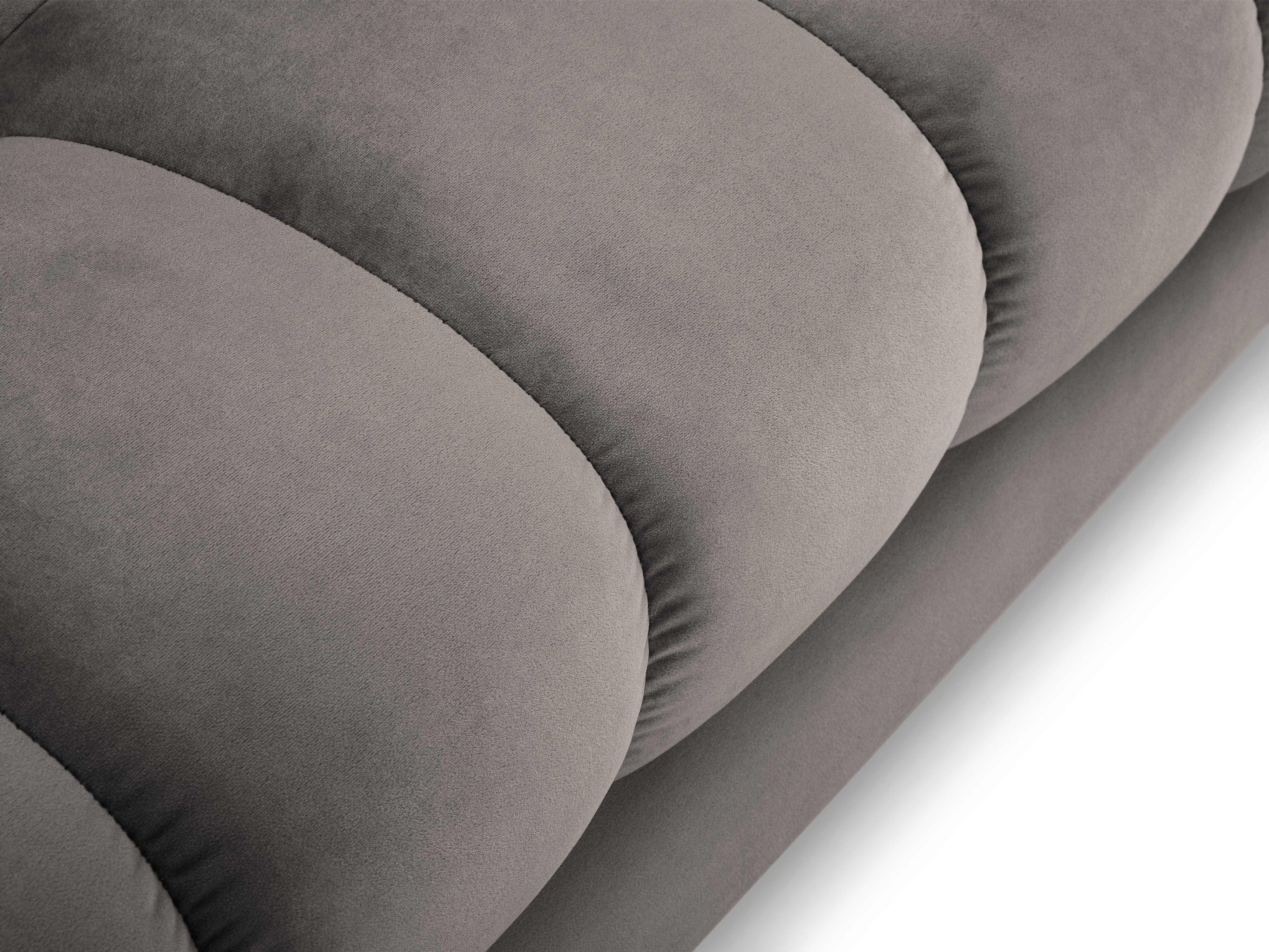 Narożnik aksamitny lewostronny BALI jasnoszary ze złotą podstawą Cosmopolitan Design Eye on Design