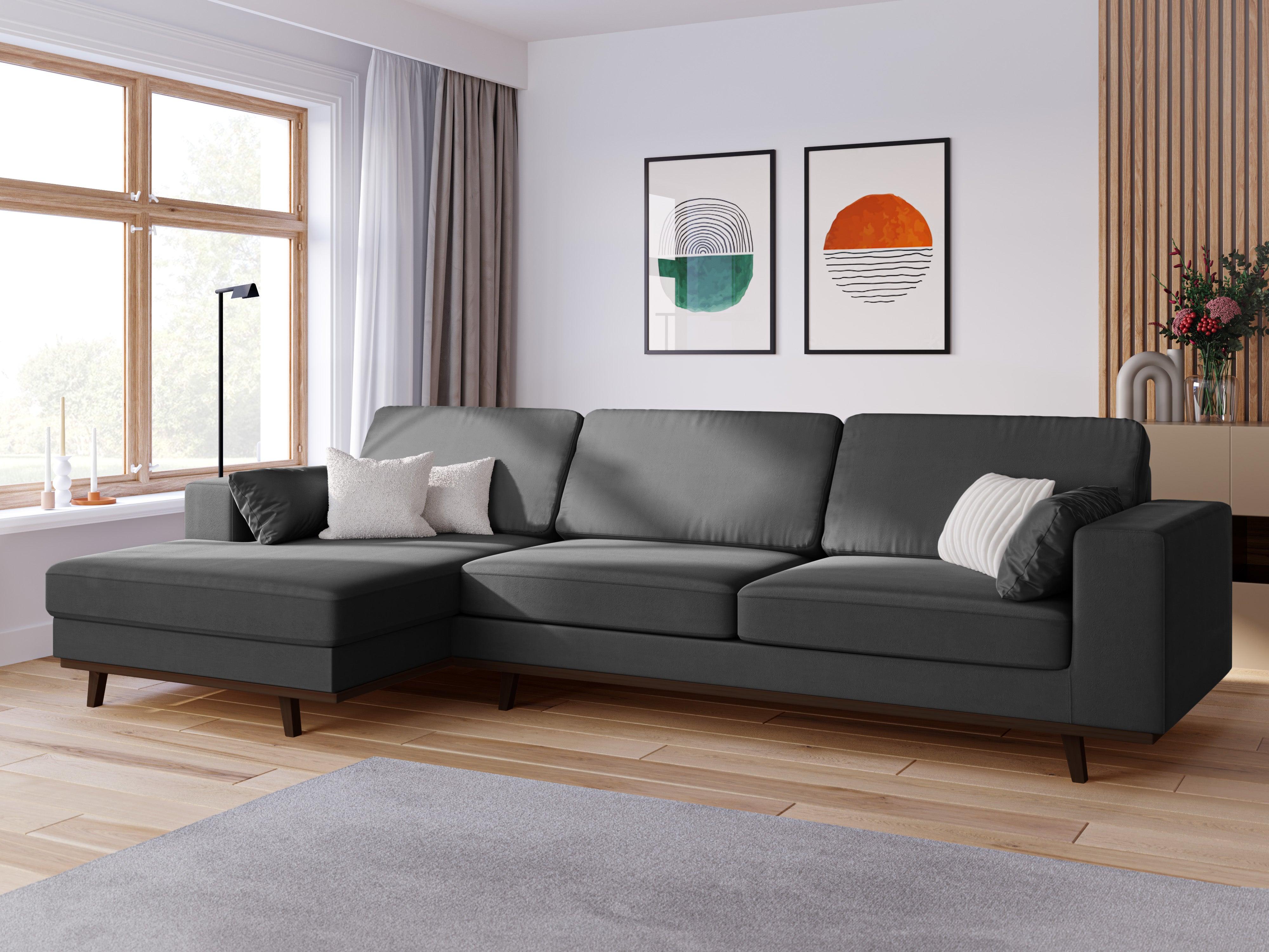 Narożnik aksamitny lewostronny HEBE ciemnoszary Mazzini Sofas Eye on Design