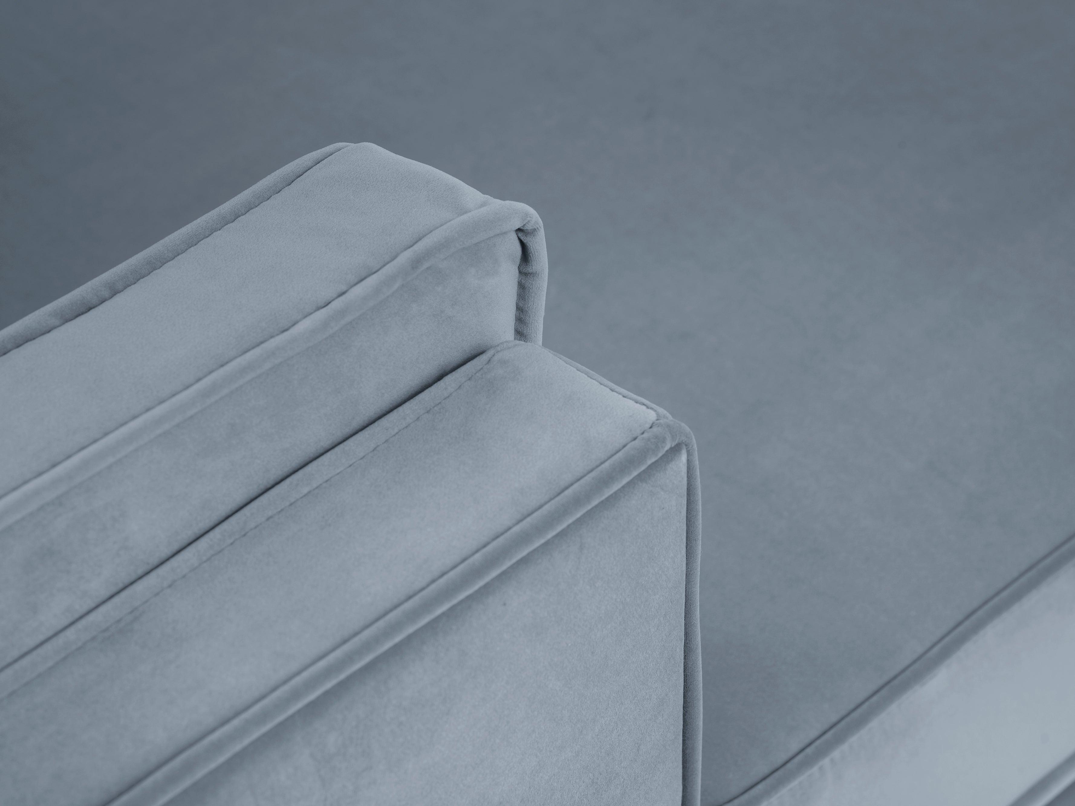 Narożnik aksamitny lewostronny LUIS jasnoniebieski z czarną podstawą Milo Casa Eye on Design