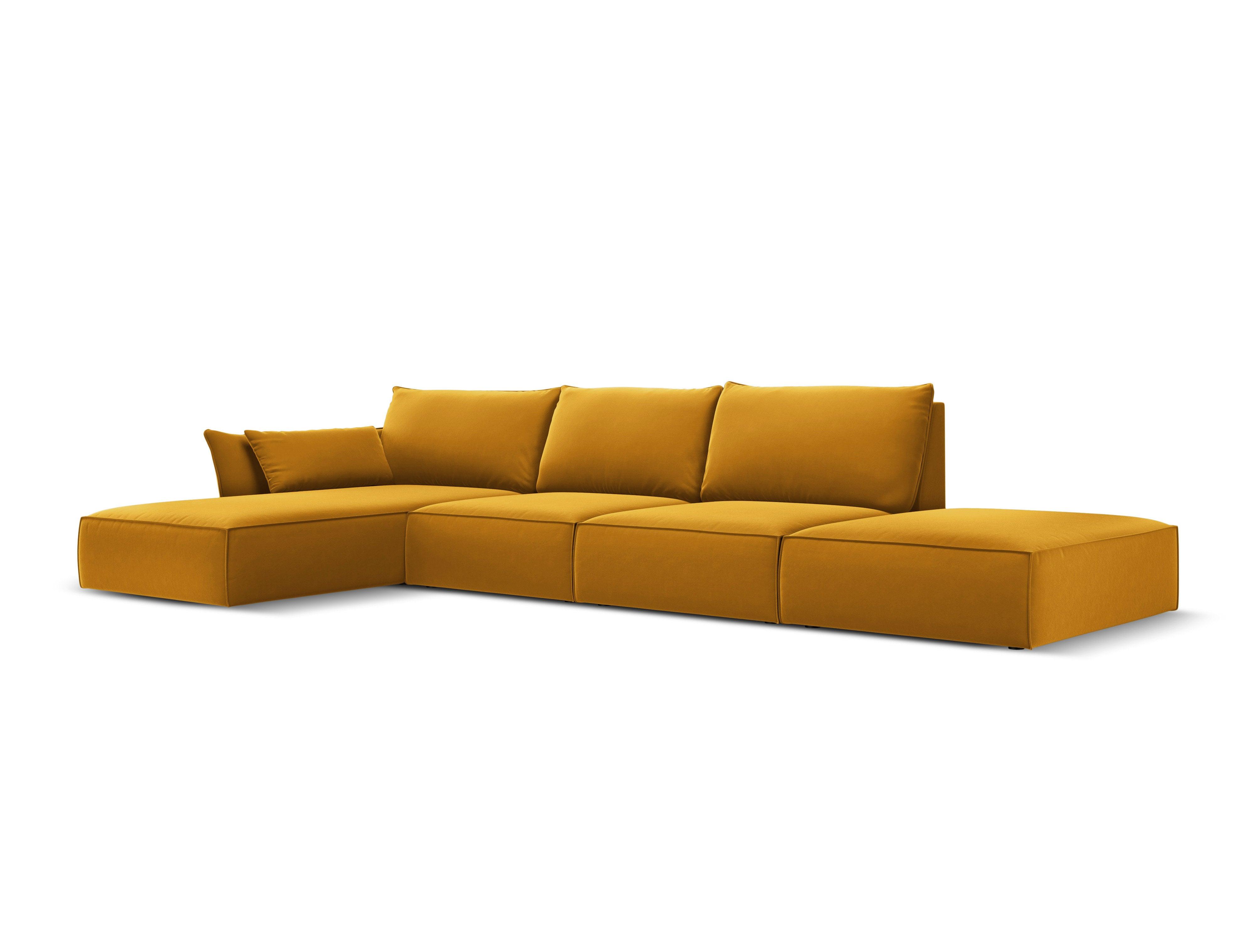 Narożnik aksamitny lewostronny otwarty VANDA musztardowy Mazzini Sofas Eye on Design
