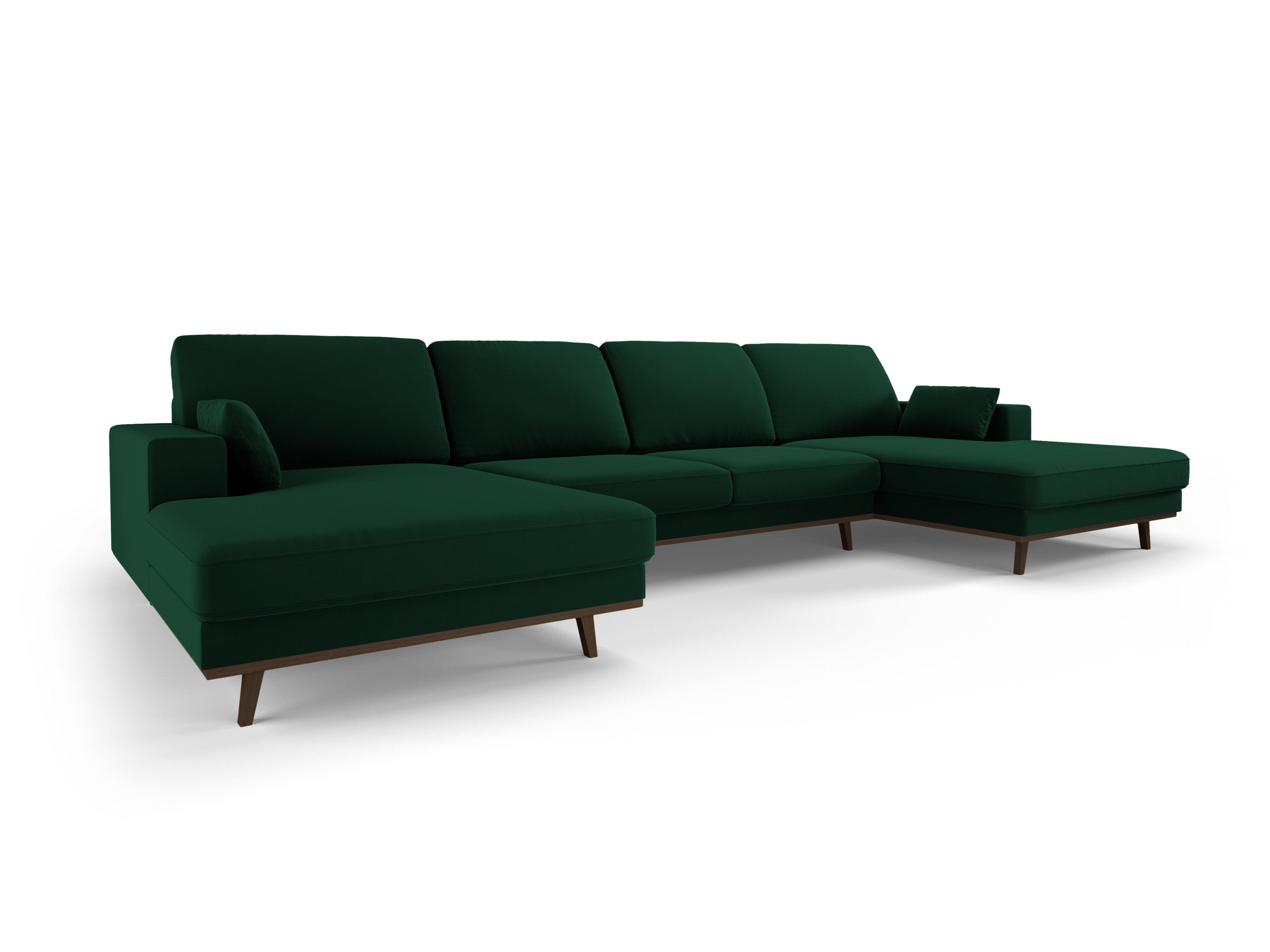 Narożnik aksamitny panoramiczny HEBE butelkowa zieleń Mazzini Sofas Eye on Design