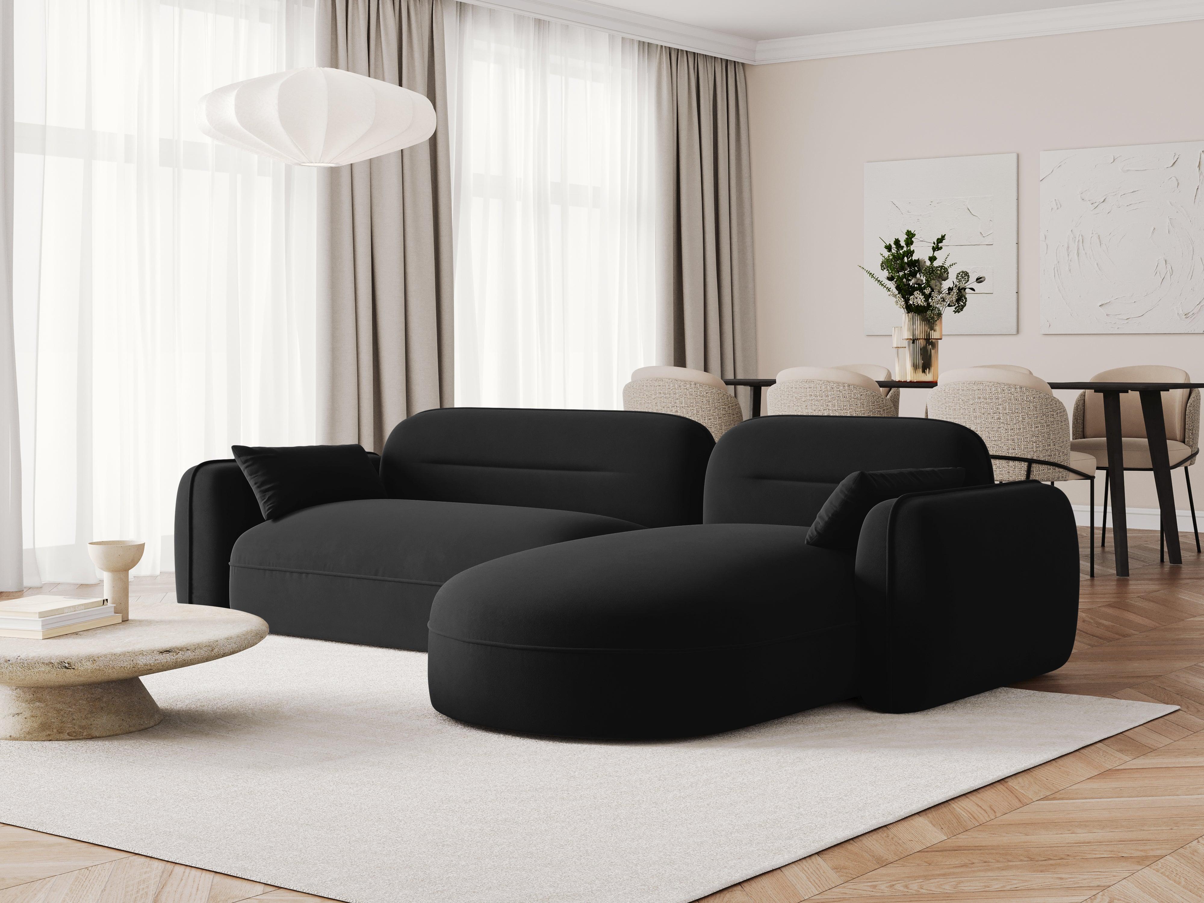 Narożnik modułowy aksamitny prawostronny 3,5-osobowy SYDNEY czarny Cosmopolitan Design Eye on Design