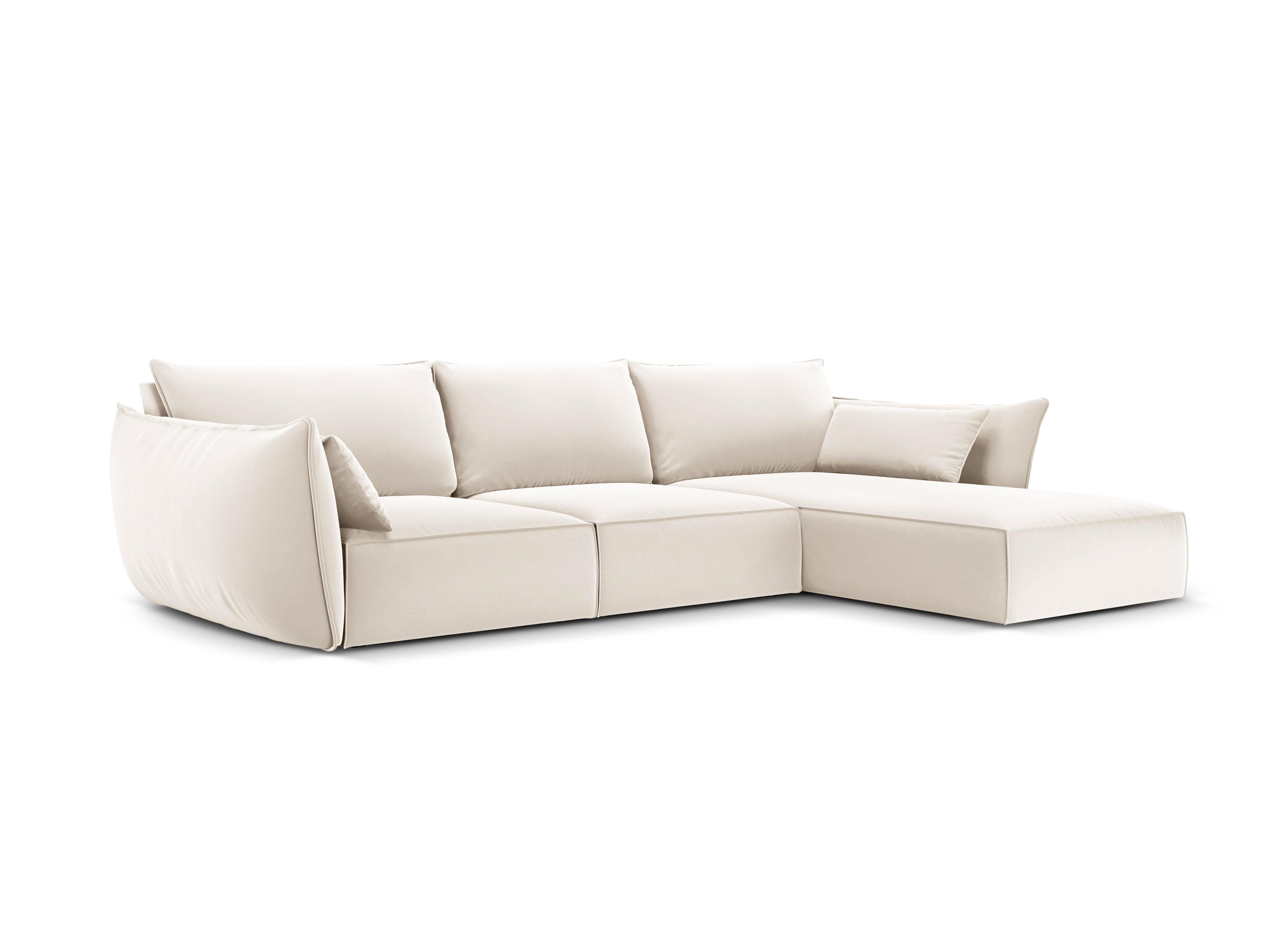 Narożnik aksamitny prawostronny 4-osobowy VANDA beżowy Mazzini Sofas Eye on Design