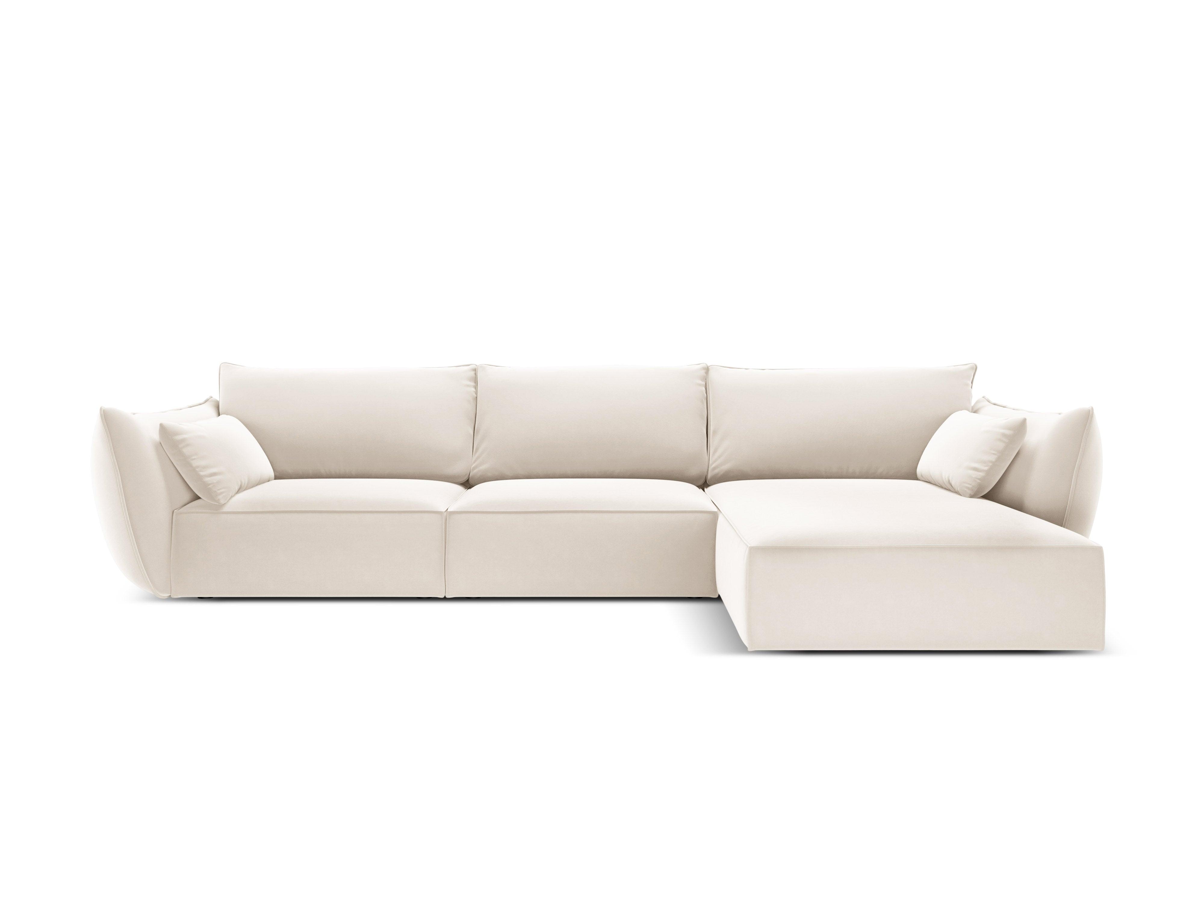 Narożnik aksamitny prawostronny 4-osobowy VANDA beżowy Mazzini Sofas Eye on Design