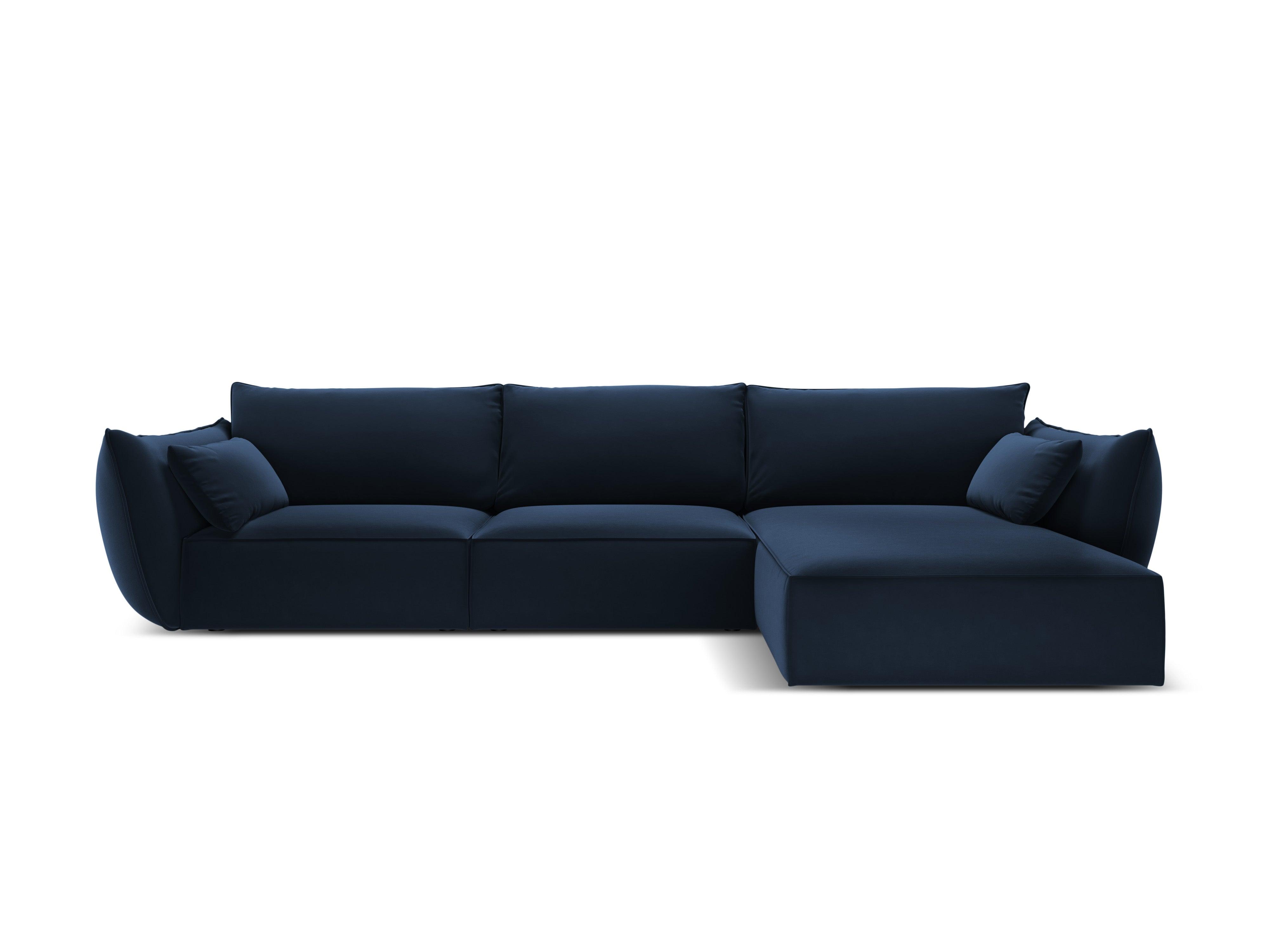 Narożnik aksamitny prawostronny 4-osobowy VANDA granatowy Mazzini Sofas Eye on Design
