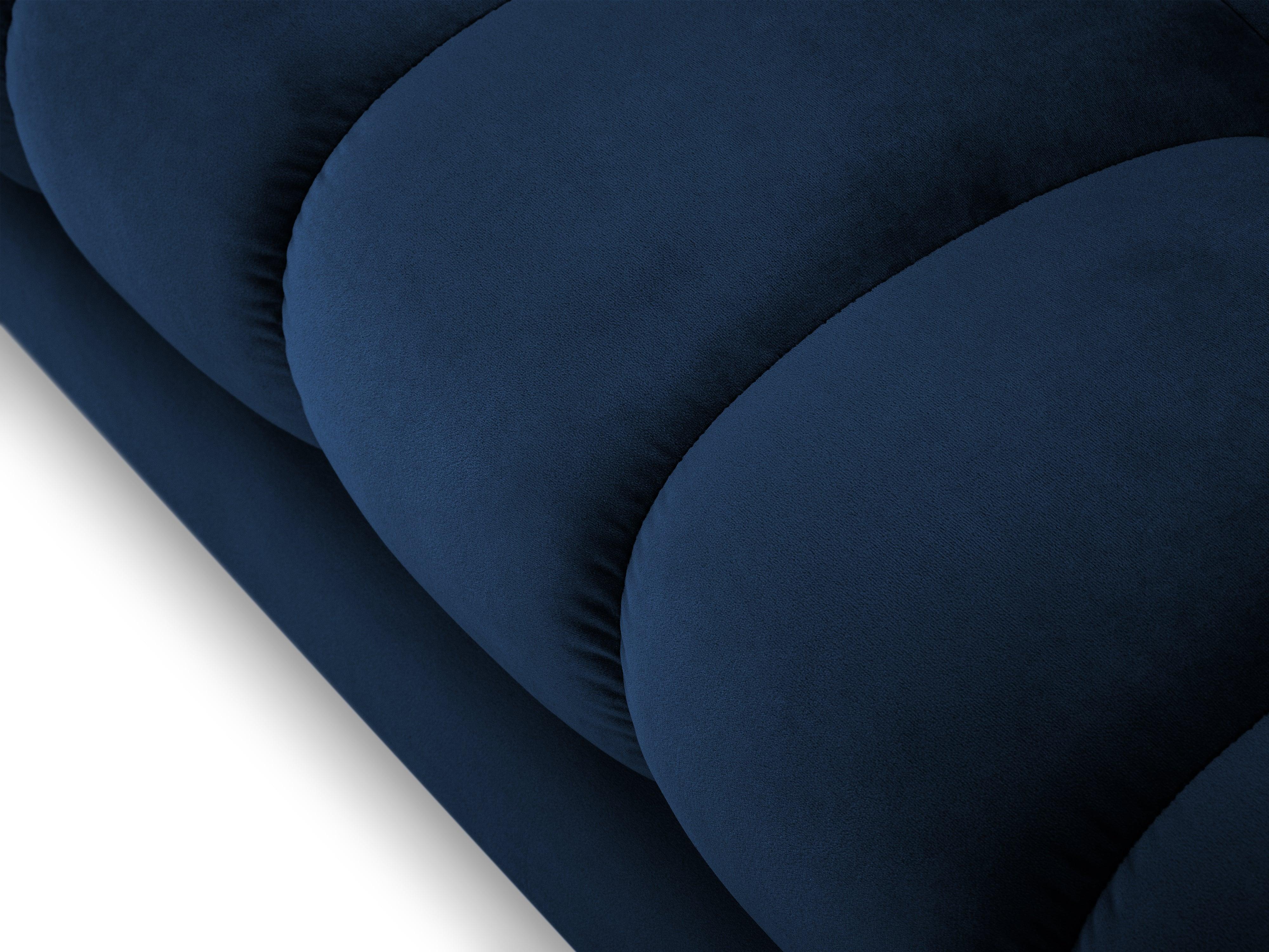 Narożnik aksamitny prawostronny BALI granat królewski z czarną podstawą Cosmopolitan Design Eye on Design