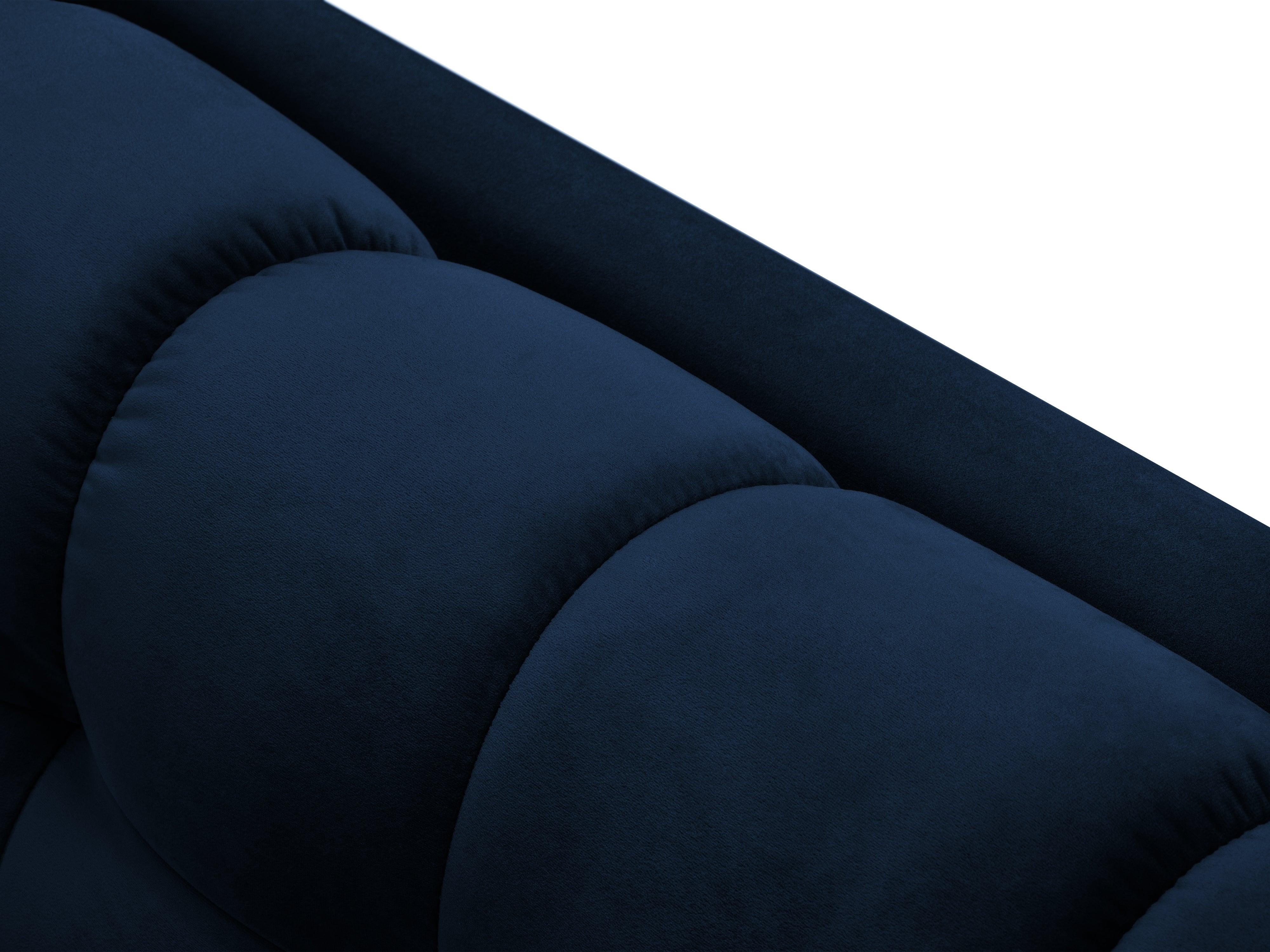 Narożnik aksamitny prawostronny BALI granat królewski z czarną podstawą Cosmopolitan Design Eye on Design