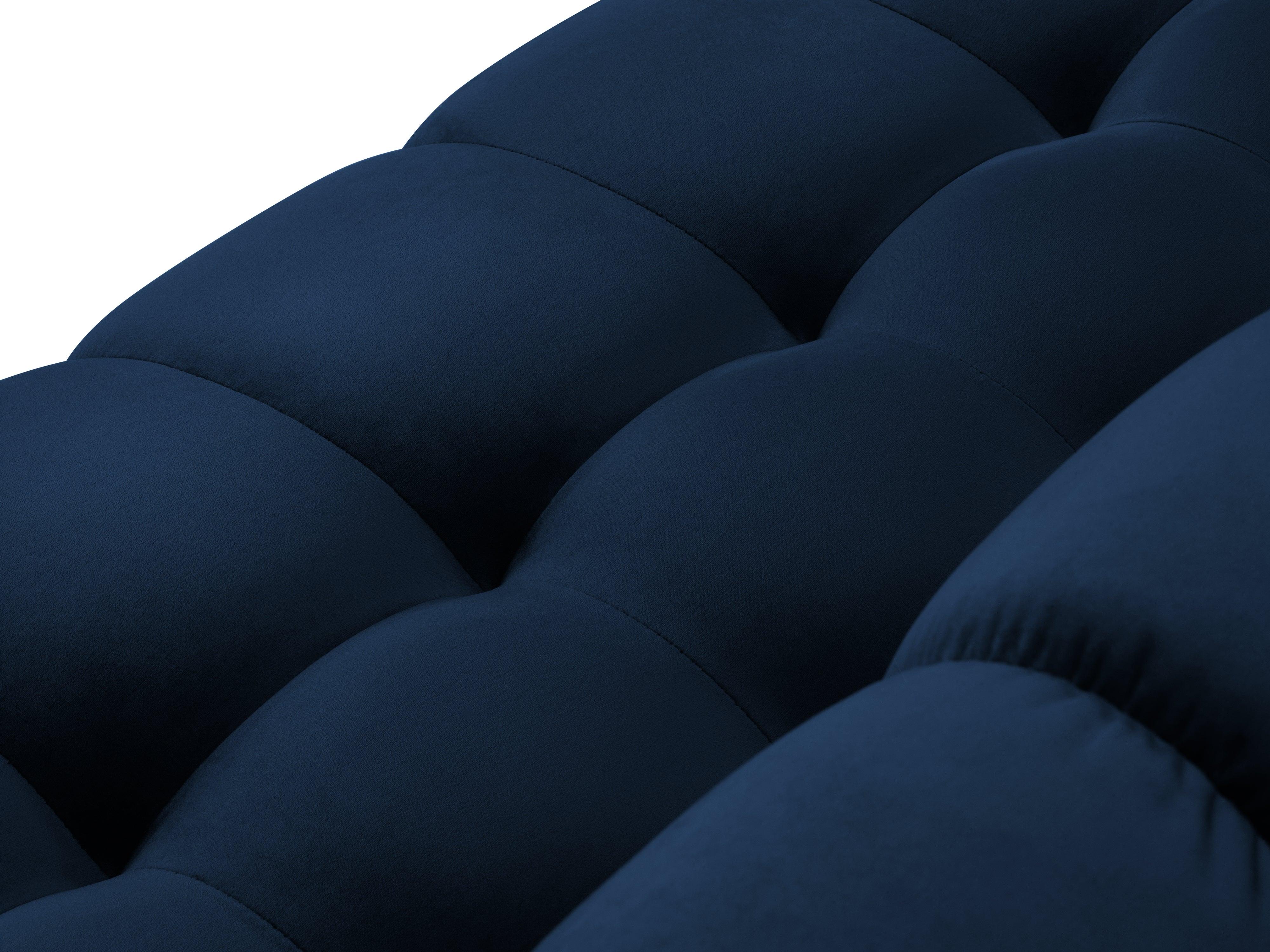 Narożnik aksamitny prawostronny BALI granat królewski z czarną podstawą Cosmopolitan Design Eye on Design