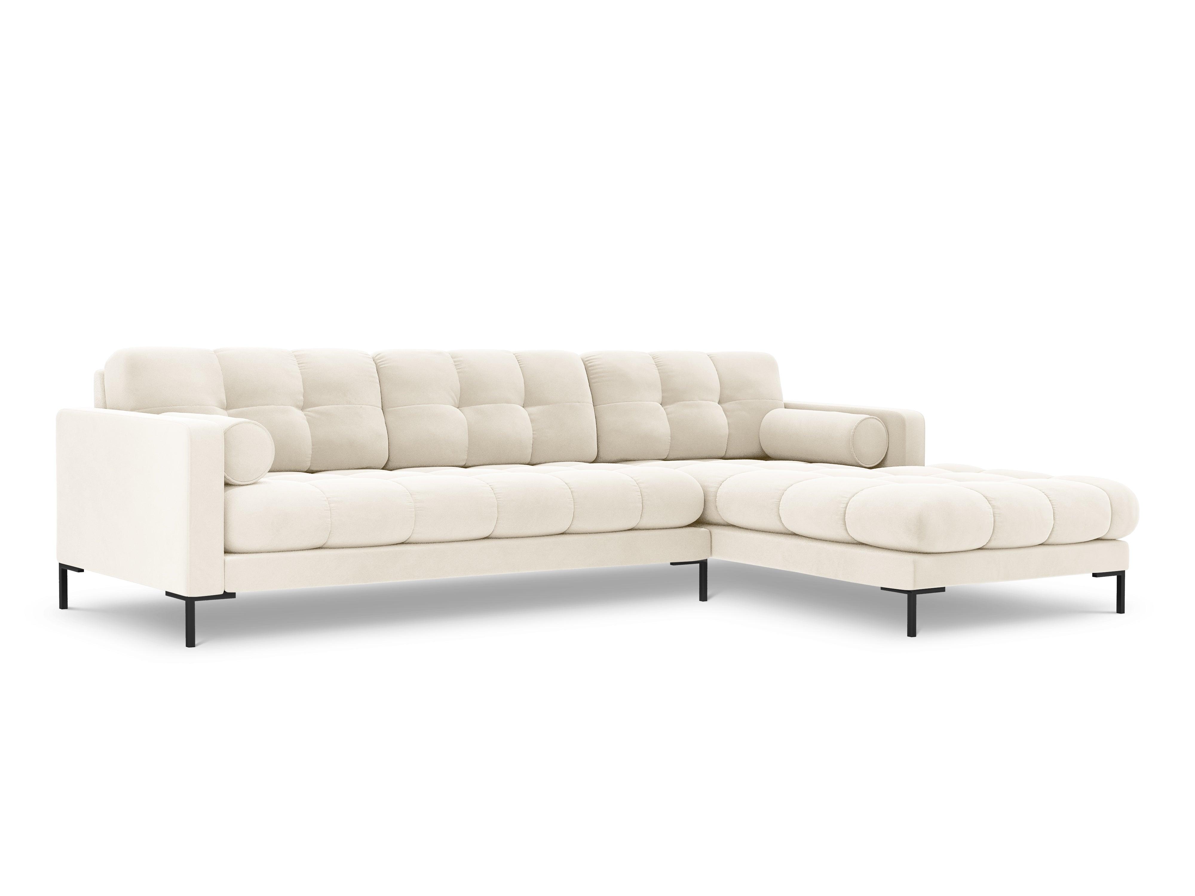 Narożnik aksamitny prawostronny BALI jasnobeżowy z czarną podstawą Cosmopolitan Design Eye on Design