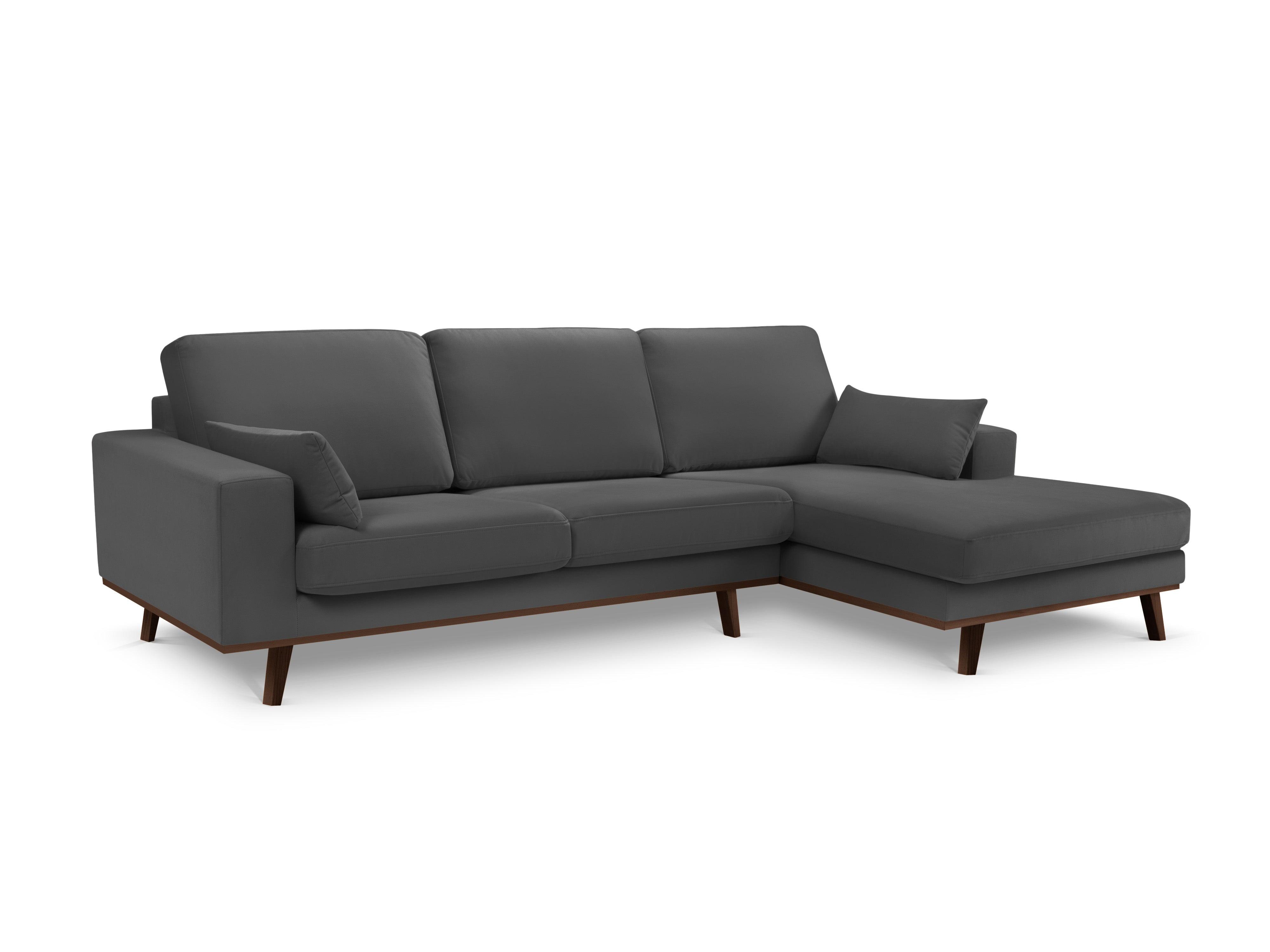 Narożnik aksamitny prawostronny HEBE ciemnoszary Mazzini Sofas Eye on Design