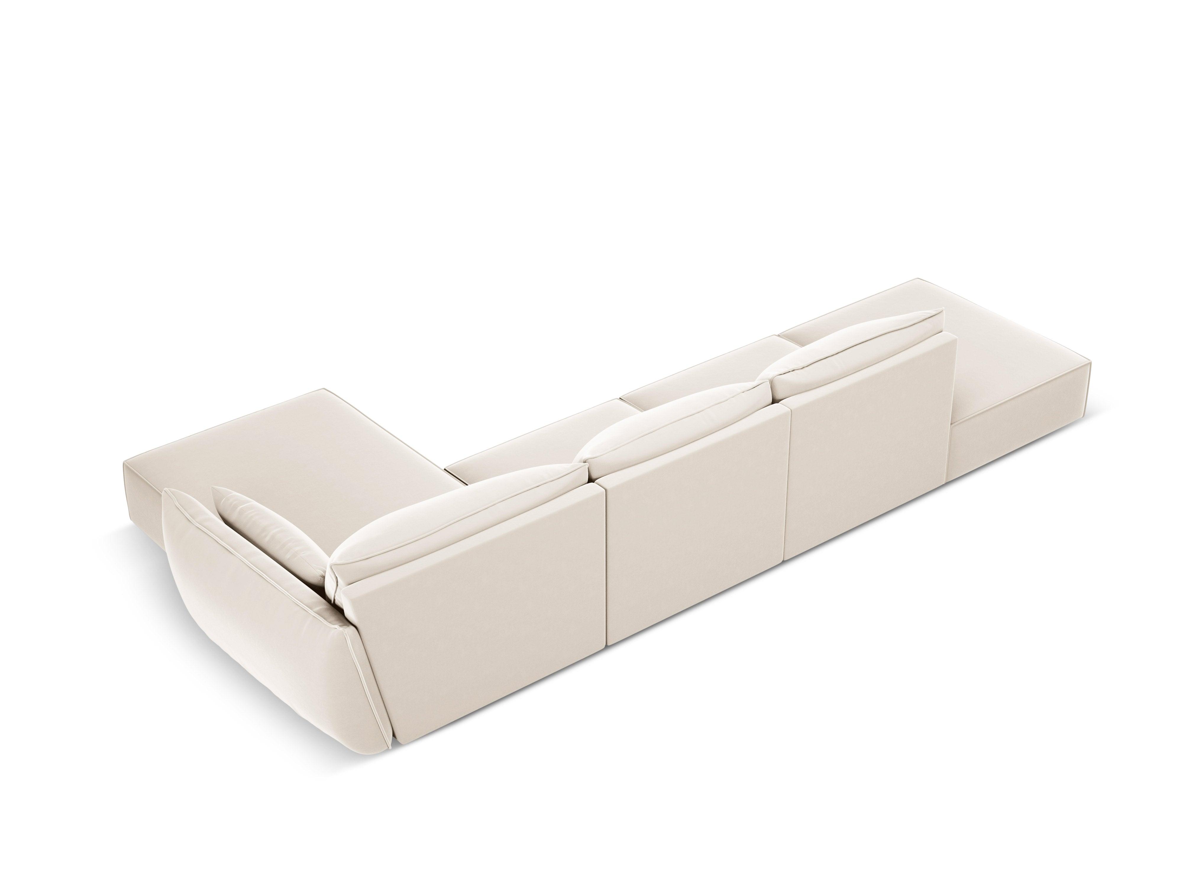 Narożnik aksamitny prawostronny otwarty VANDA beżowy Mazzini Sofas Eye on Design