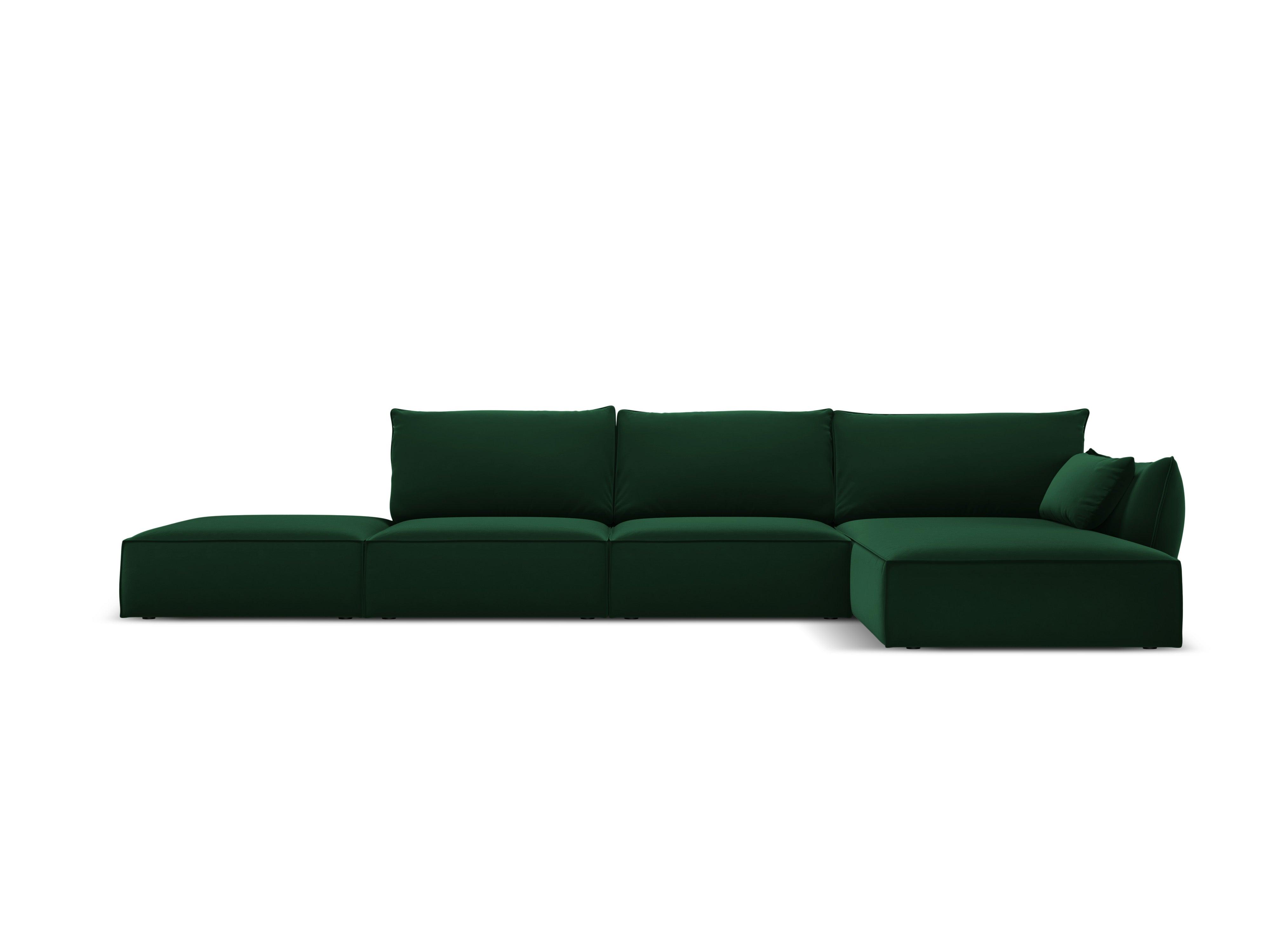 Narożnik aksamitny prawostronny otwarty VANDA butelkowa zieleń Mazzini Sofas Eye on Design