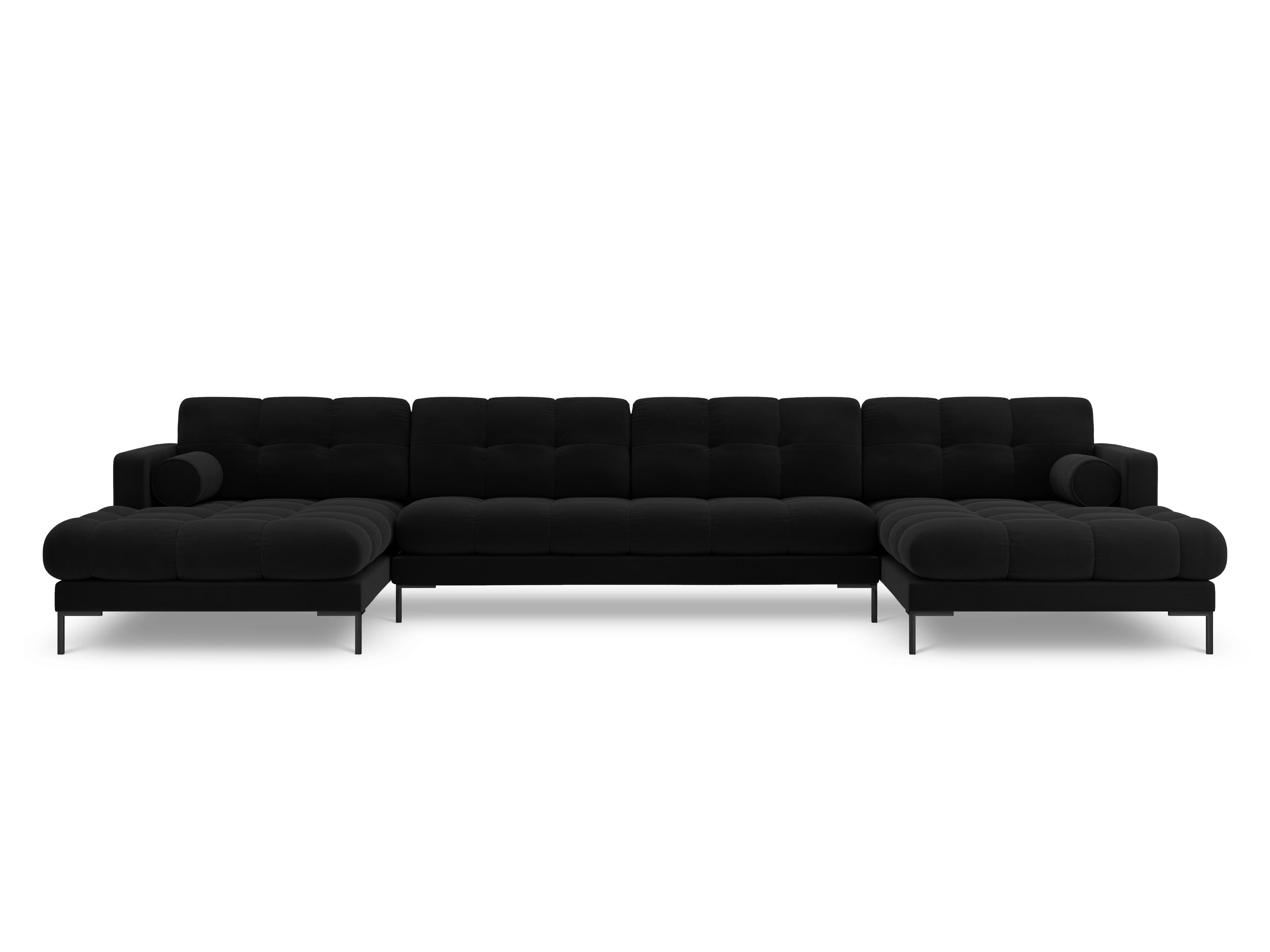Narożnik aksamitny w kształcie U BALI czarny z czarną podstawą Cosmopolitan Design Eye on Design