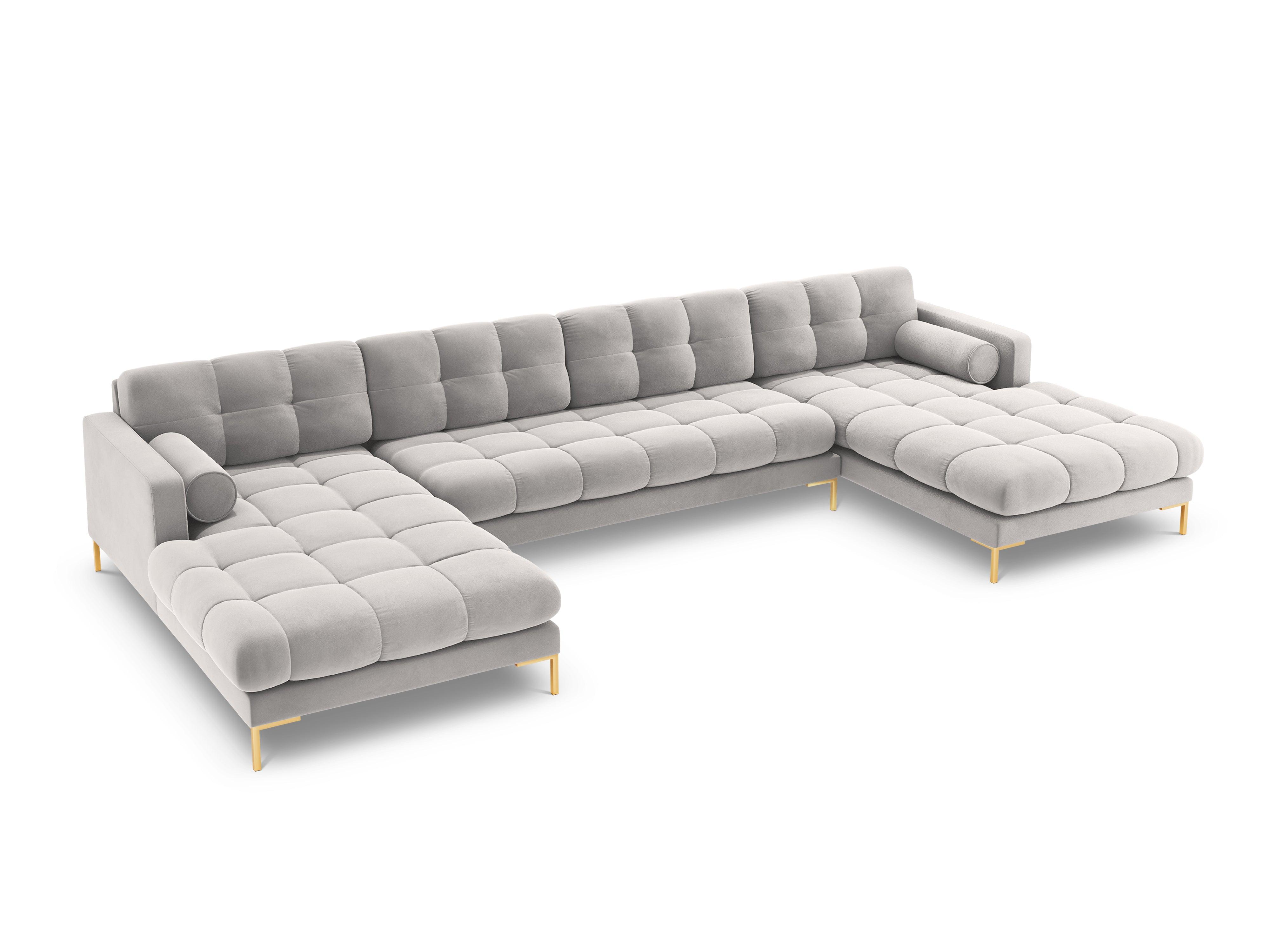 Narożnik aksamitny w kształcie U BALI srebrny ze złotą podstawą Cosmopolitan Design Eye on Design