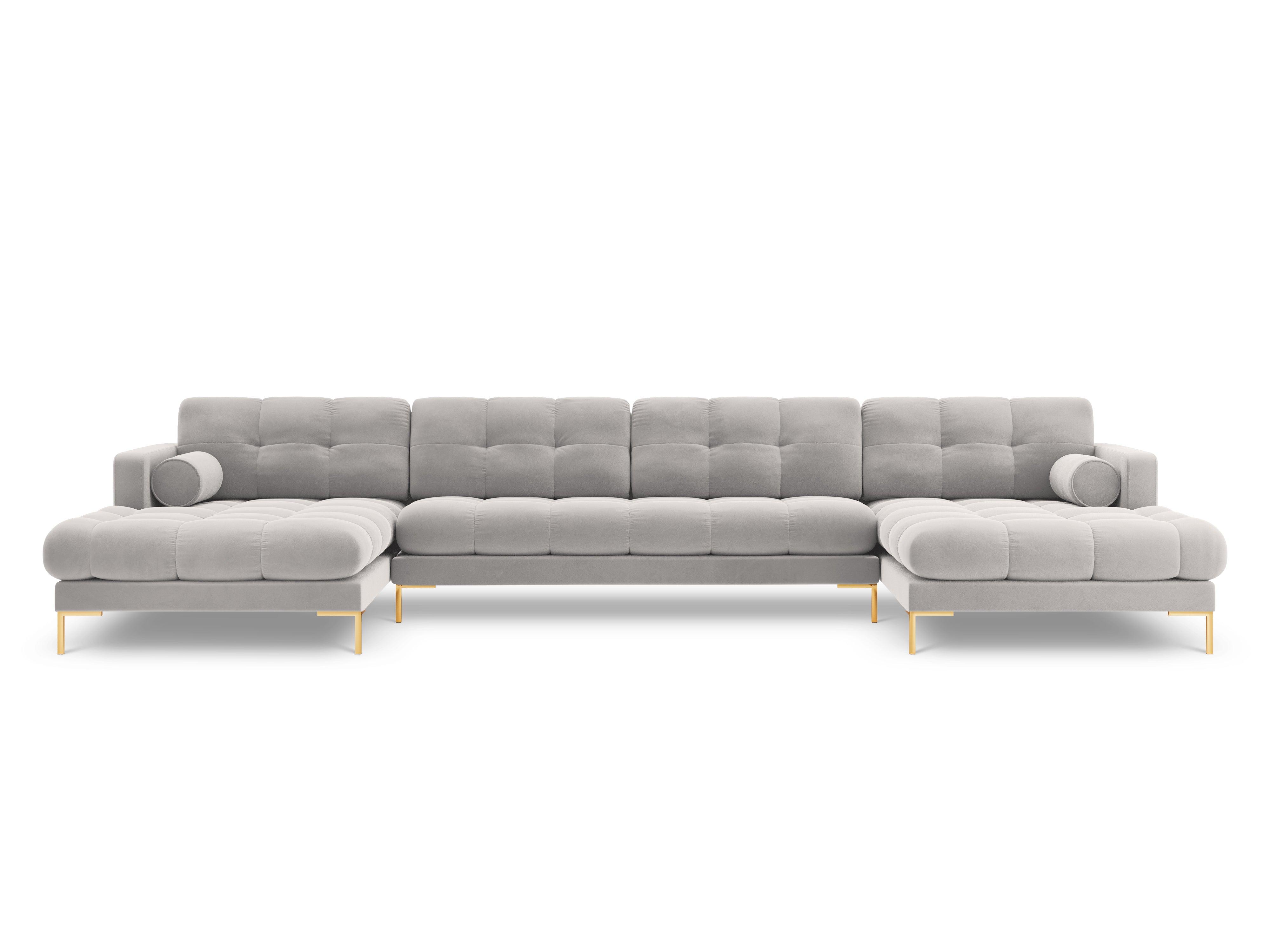 Narożnik aksamitny w kształcie U BALI srebrny ze złotą podstawą Cosmopolitan Design Eye on Design