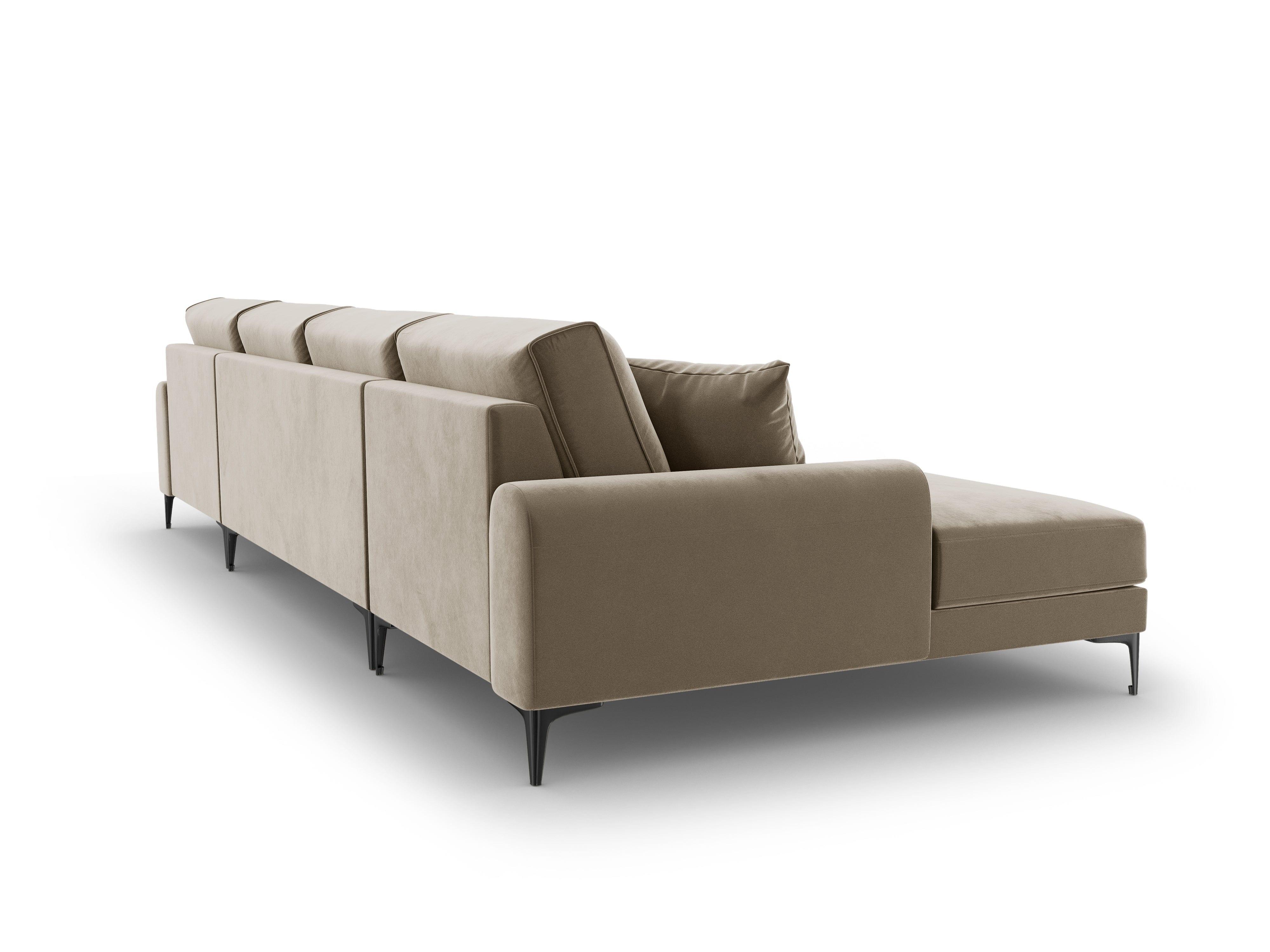 Narożnik aksamitny w kształcie U MADARA cappuccino z czarną podstawą Mazzini Sofas Eye on Design