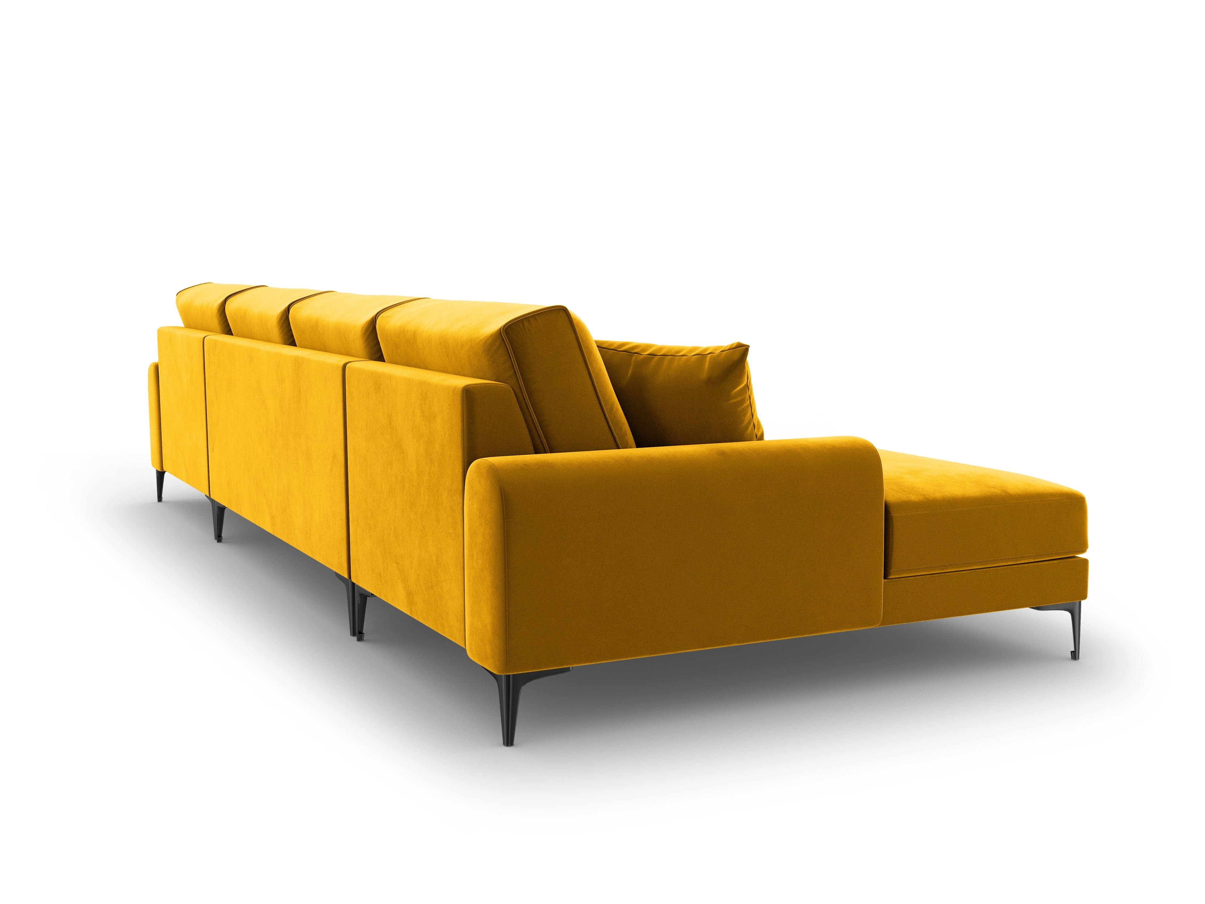 Narożnik aksamitny w kształcie U MADARA musztardowy z czarną podstawą Mazzini Sofas Eye on Design