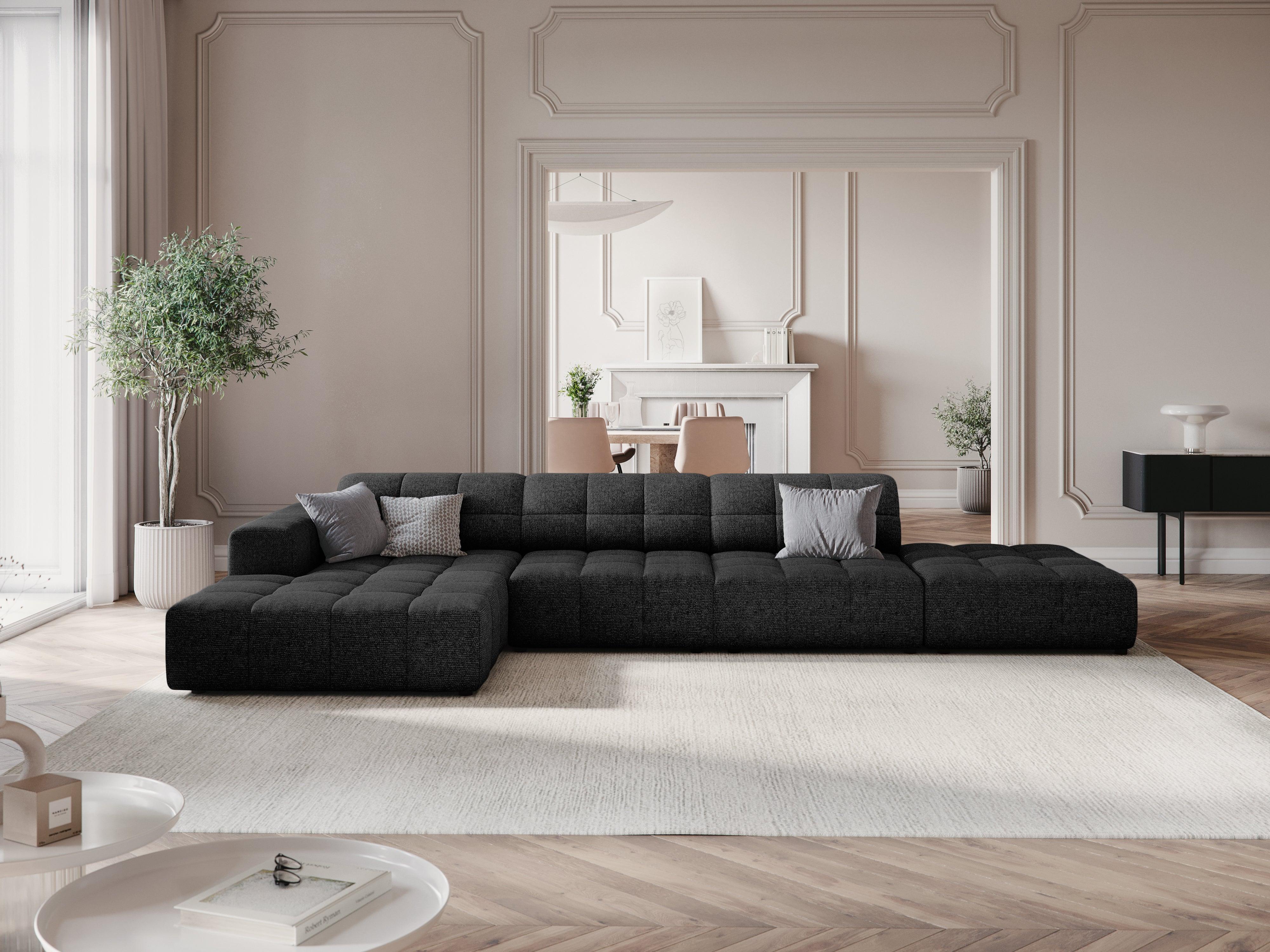 Narożnik lewostronny 4-osobowy CHICAGO czarny szenil Cosmopolitan Design Eye on Design