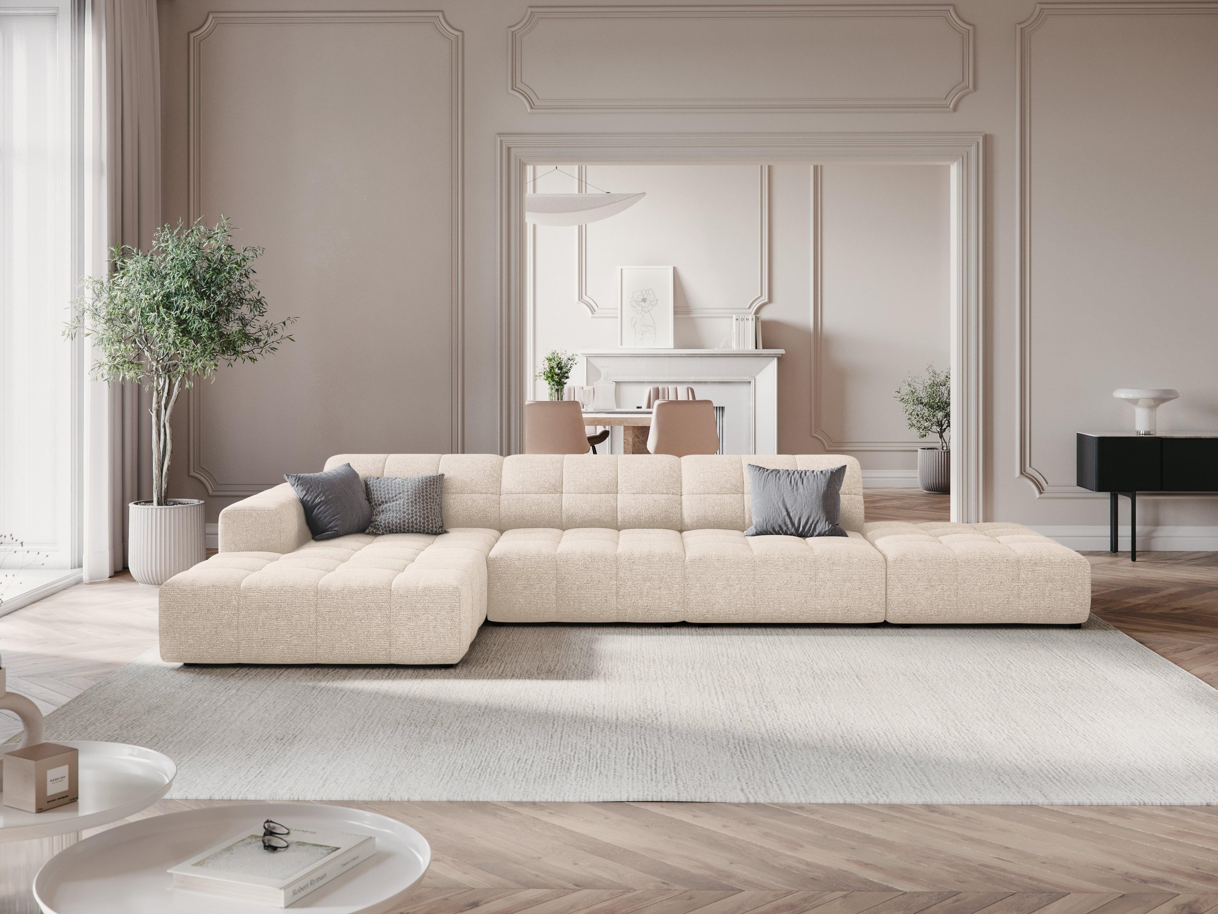 Narożnik lewostronny 4-osobowy CHICAGO jasnobeżowy szenil Cosmopolitan Design Eye on Design