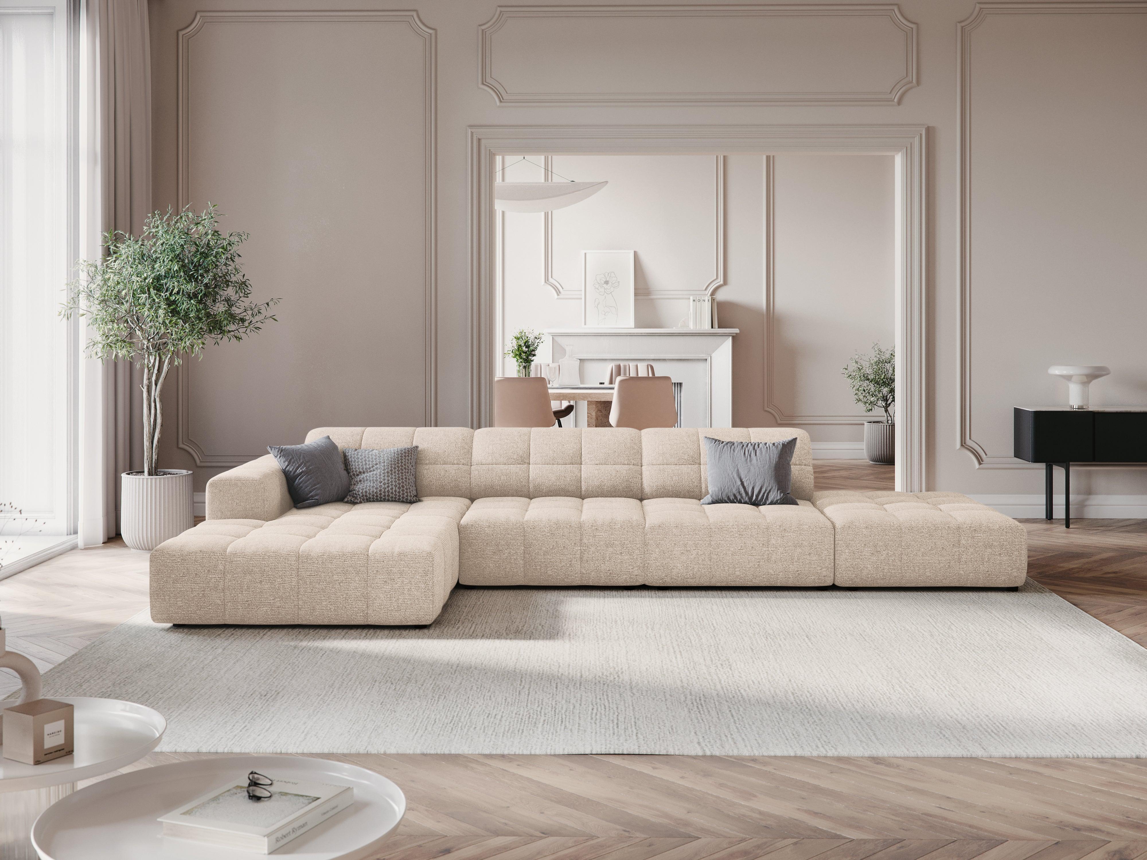 Narożnik lewostronny 5-osobowy CHICAGO beżowy szenil Cosmopolitan Design Eye on Design