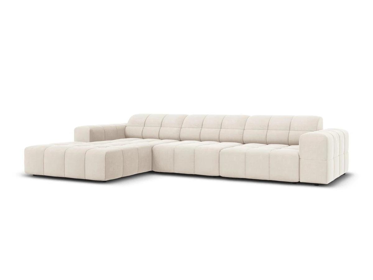 Narożnik lewostronny aksamitny 4-osobowy CHICAGO jasnobeżowy Cosmopolitan Design Eye on Design