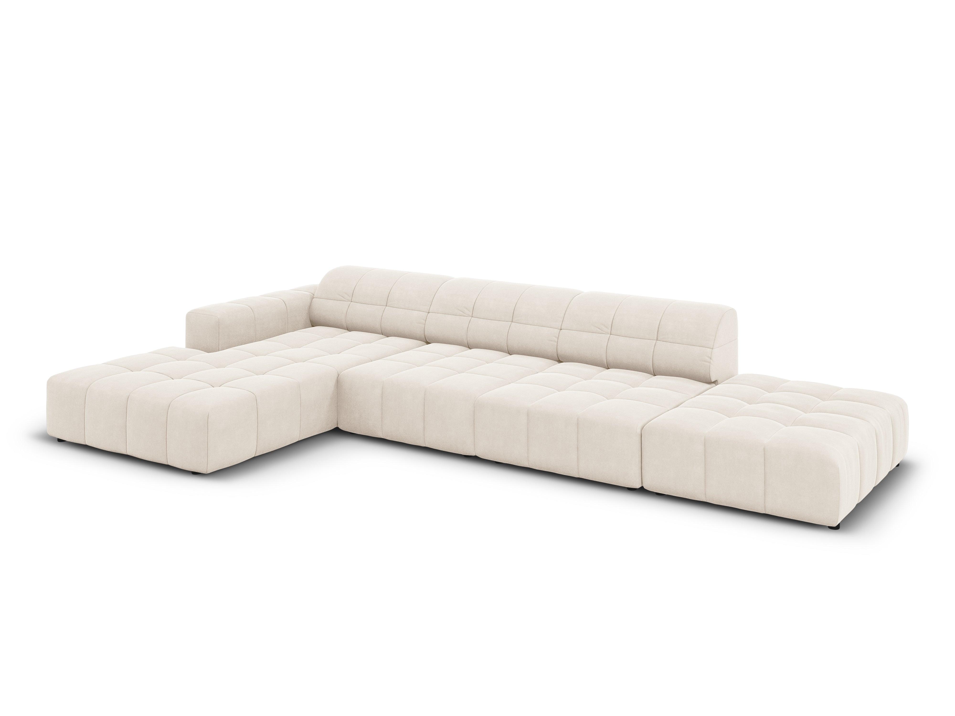 Narożnik lewostronny aksamitny 5-osobowy CHICAGO jasnobeżowy Cosmopolitan Design Eye on Design