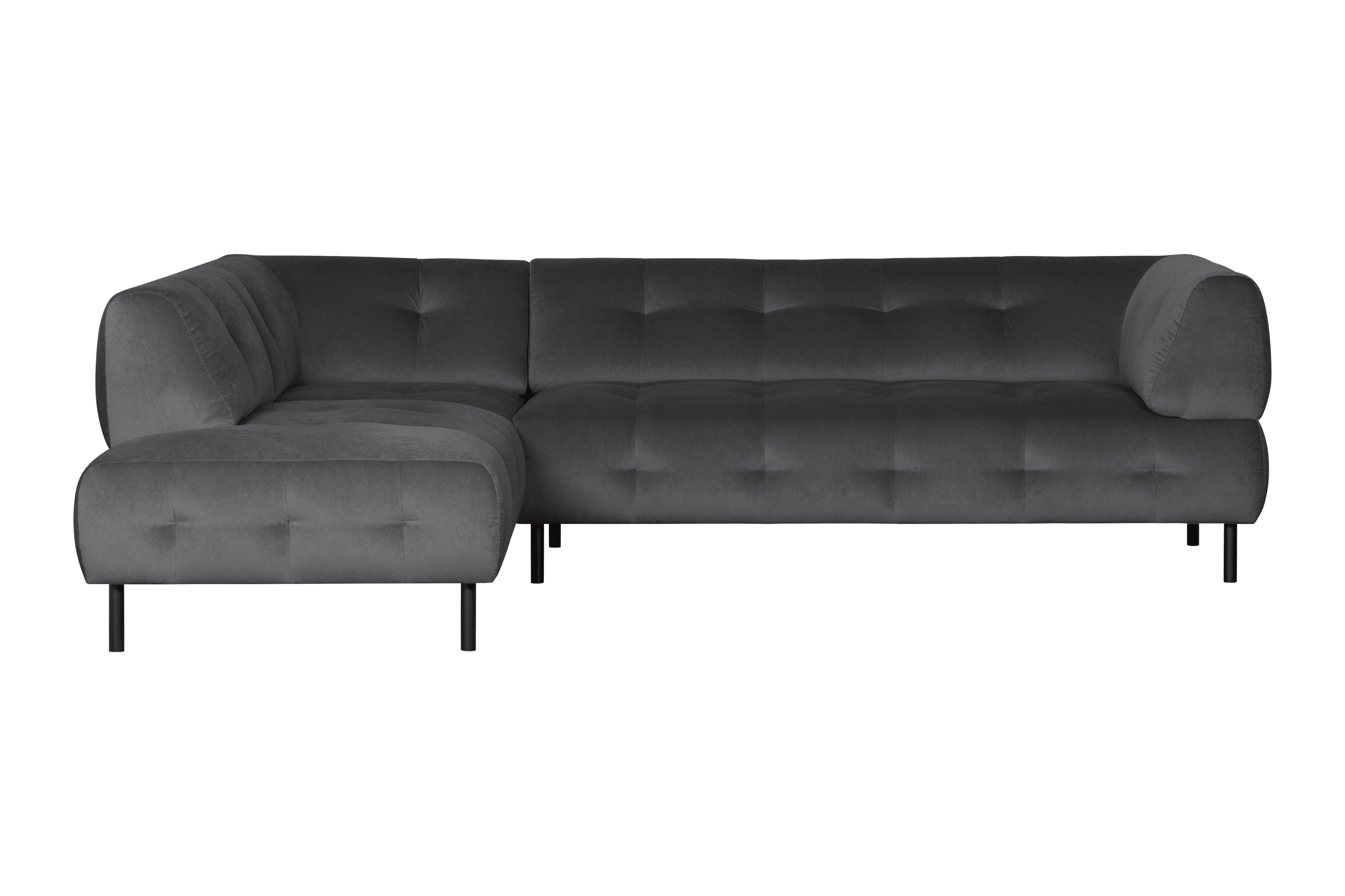 Narożnik lewostronny aksamitny LLOYD ciemnoszary Woood Exclusive Eye on Design