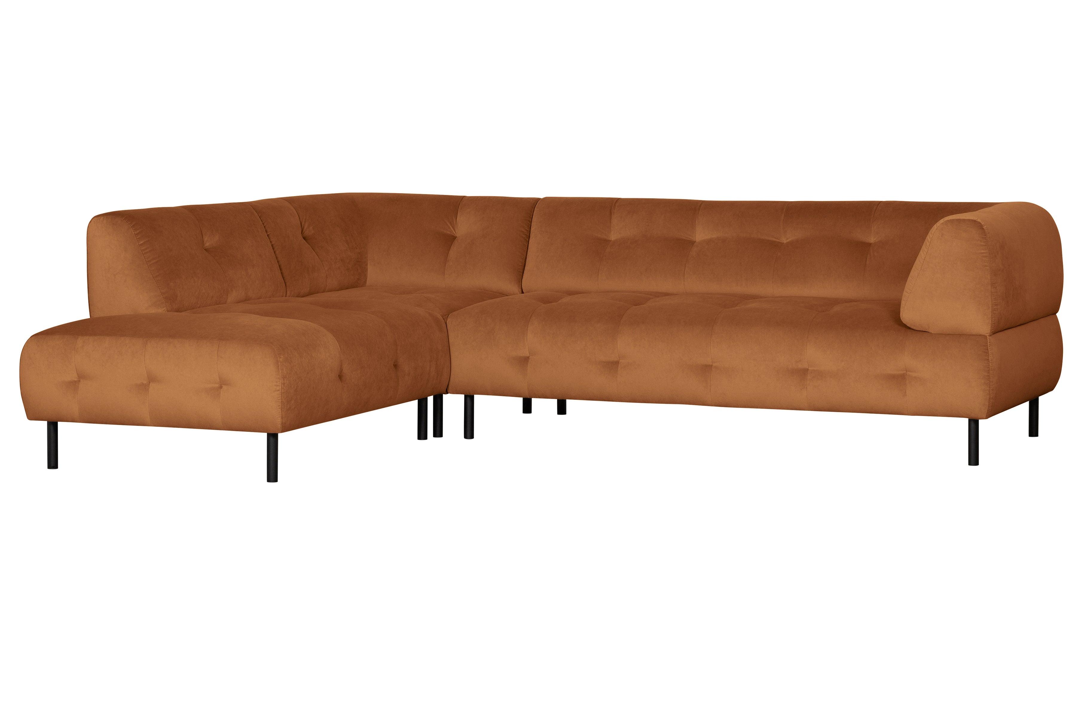Narożnik lewostronny aksamitny LLOYD cynamonowy Woood Exclusive Eye on Design