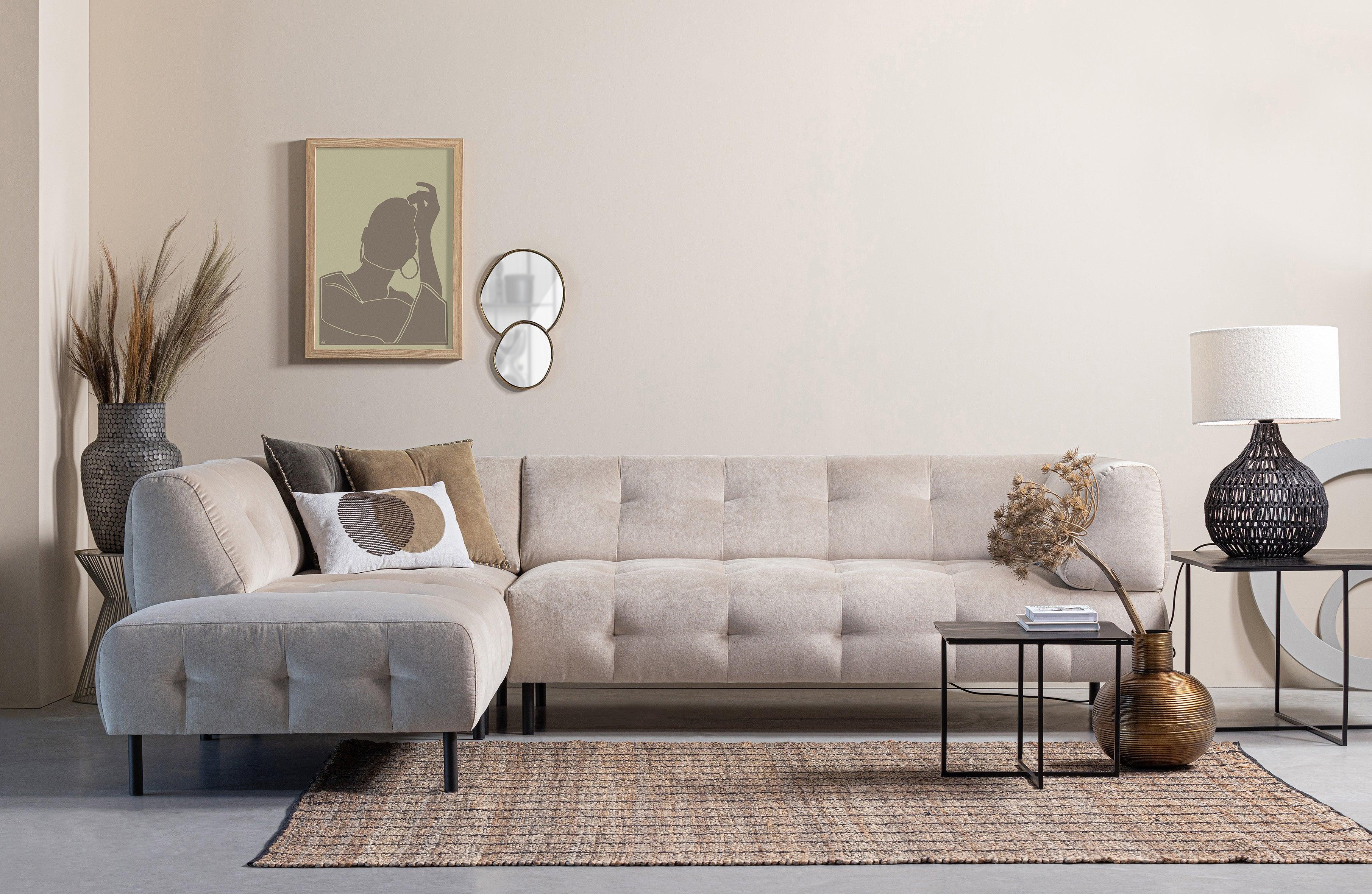 Narożnik lewostronny aksamitny LLOYD piaskowy Woood Exclusive Eye on Design