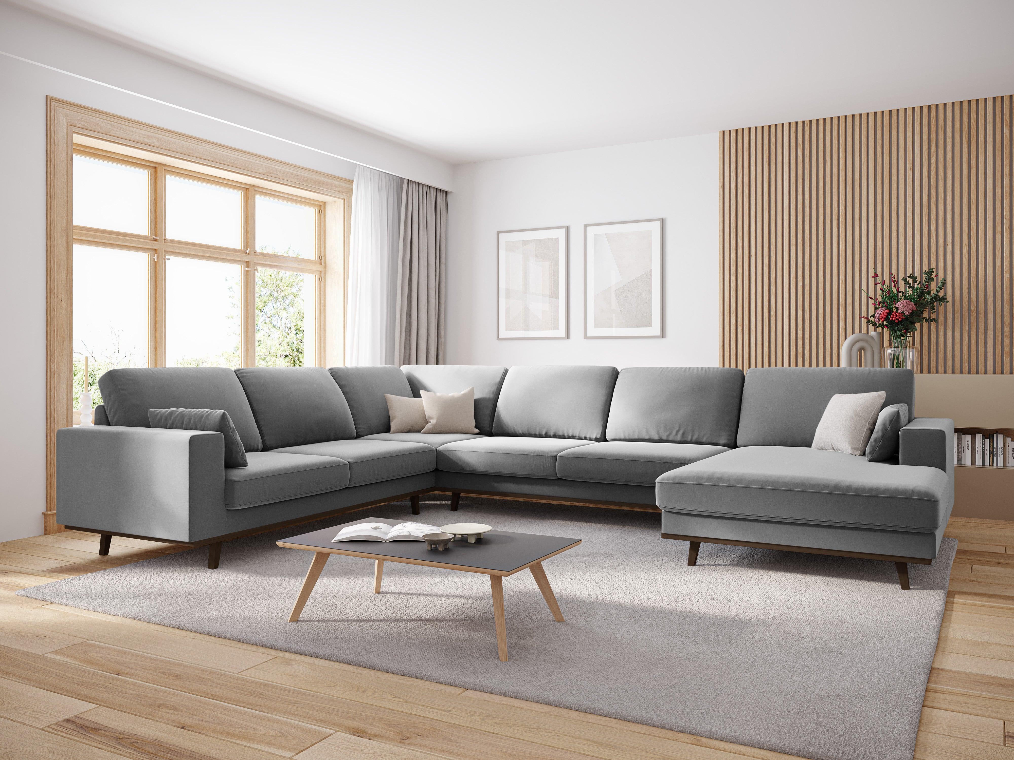 Narożnik lewostronny aksamitny panoramiczny HEBE szary Mazzini Sofas Eye on Design