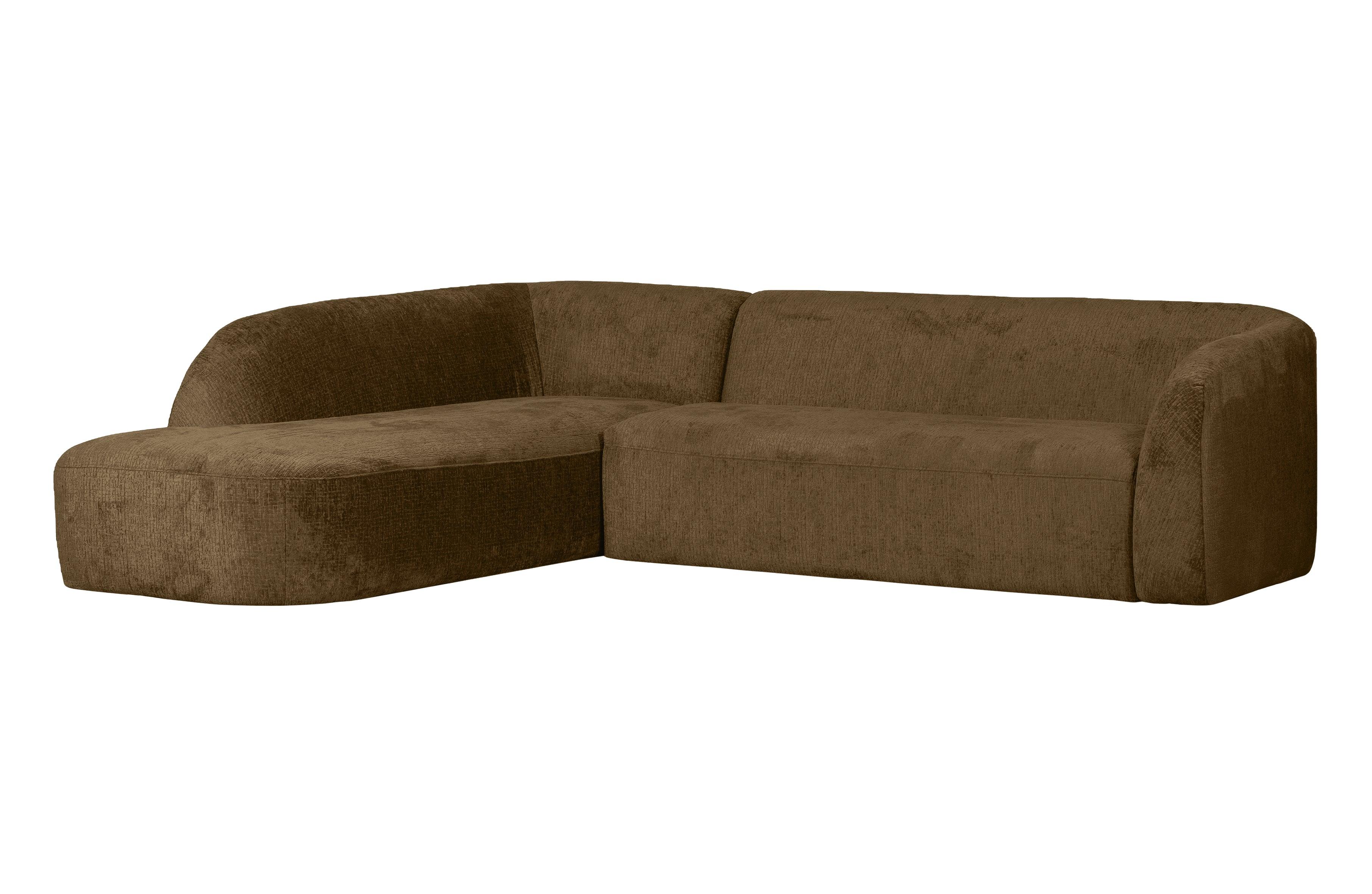 Narożnik lewostronny aksamitny SLOPING brązowy Be Pure Eye on Design