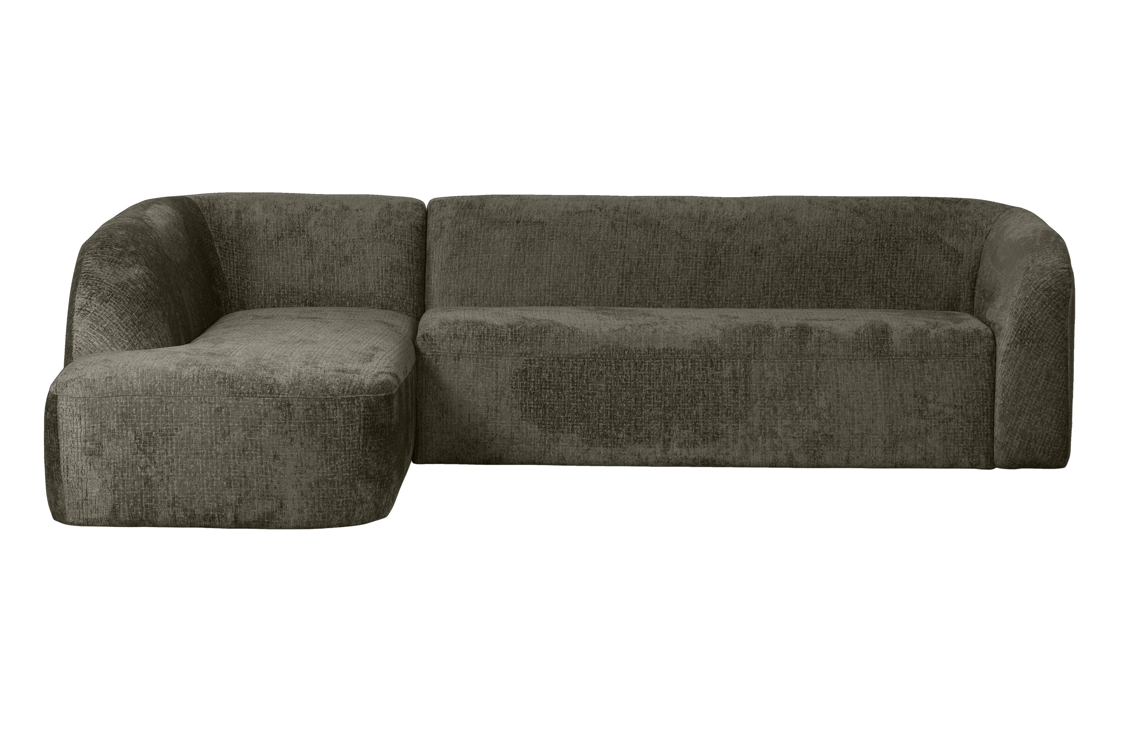Narożnik lewostronny aksamitny SLOPING szarozielony Be Pure Eye on Design