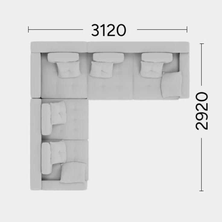 Narożnik lewostronny FLABBY Rosanero 312x292 cm Grupa 0 Eye on Design