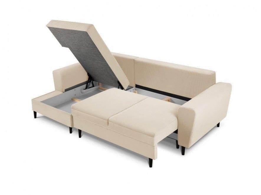 Narożnik lewostronny sztruksowy z funkcją spania KYOTO beżowy Cosmopolitan Design Eye on Design