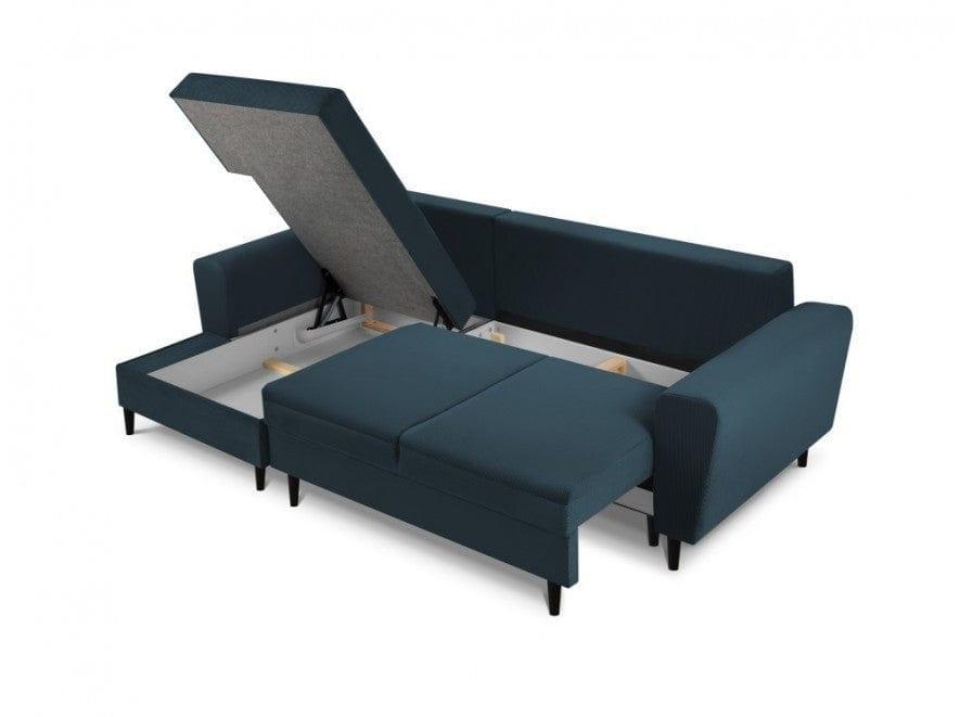 Narożnik lewostronny sztruksowy z funkcją spania KYOTO ciemnoniebieski Cosmopolitan Design Eye on Design