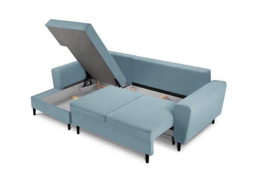 Narożnik lewostronny sztruksowy z funkcją spania KYOTO jasnoniebieski Cosmopolitan Design Eye on Design