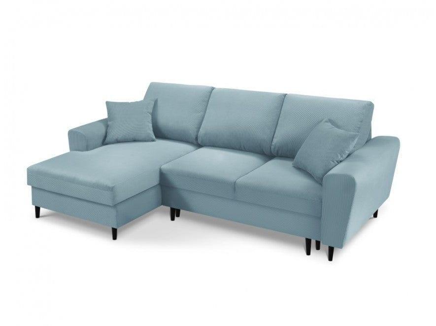 Narożnik lewostronny sztruksowy z funkcją spania KYOTO jasnoniebieski Cosmopolitan Design Eye on Design