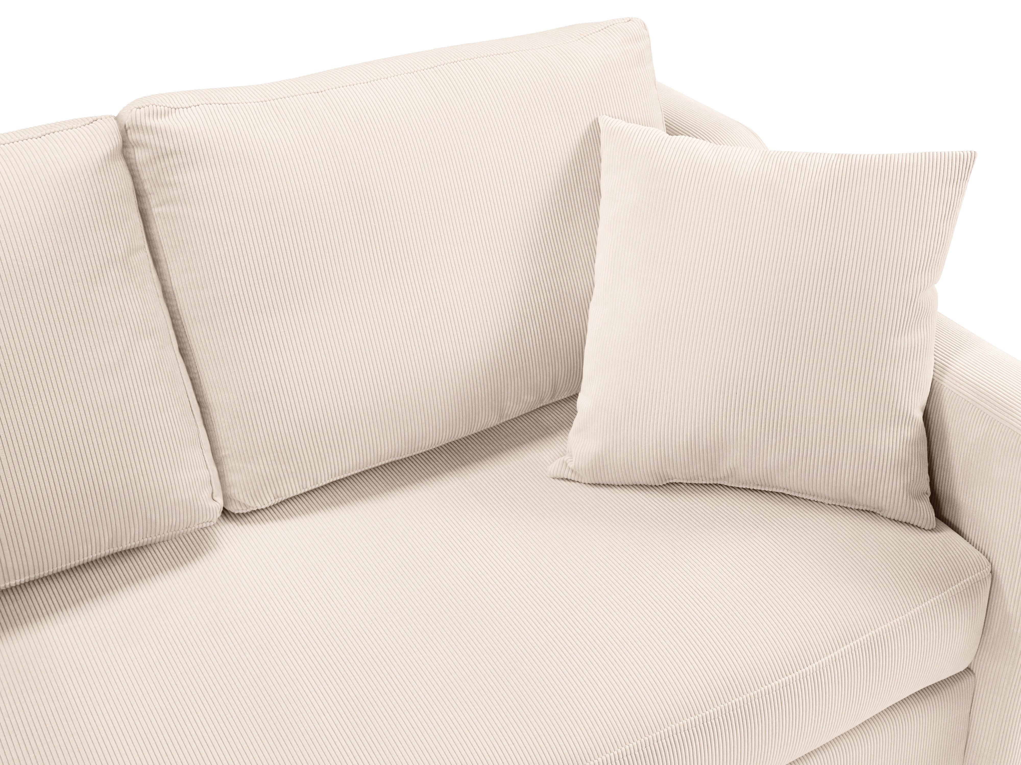 Narożnik lewostronny sztruksowy z funkcją spania ROSE beżowy Mazzini Sofas Eye on Design