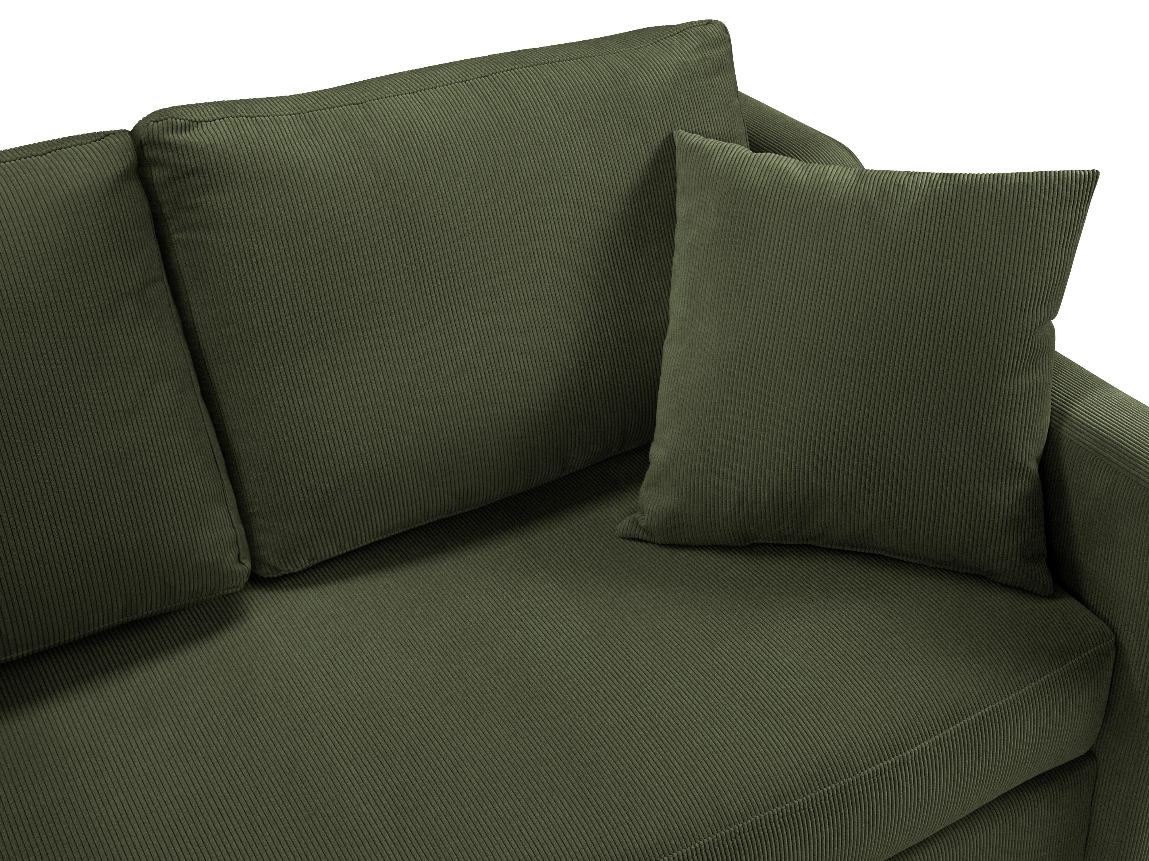 Narożnik lewostronny sztruksowy z funkcją spania ROSE butelkowa zieleń Mazzini Sofas Eye on Design