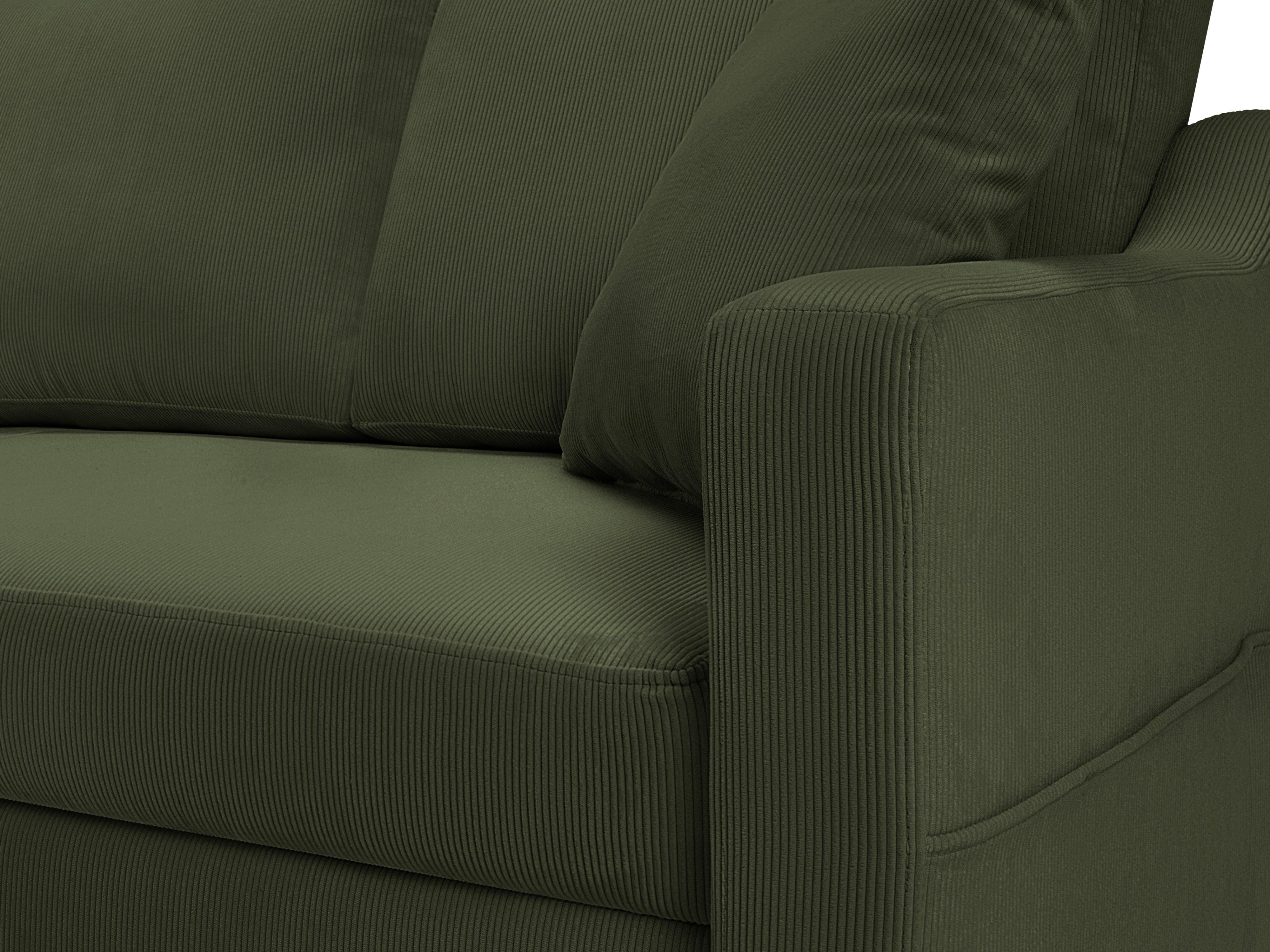 Narożnik lewostronny sztruksowy z funkcją spania ROSE butelkowa zieleń Mazzini Sofas Eye on Design